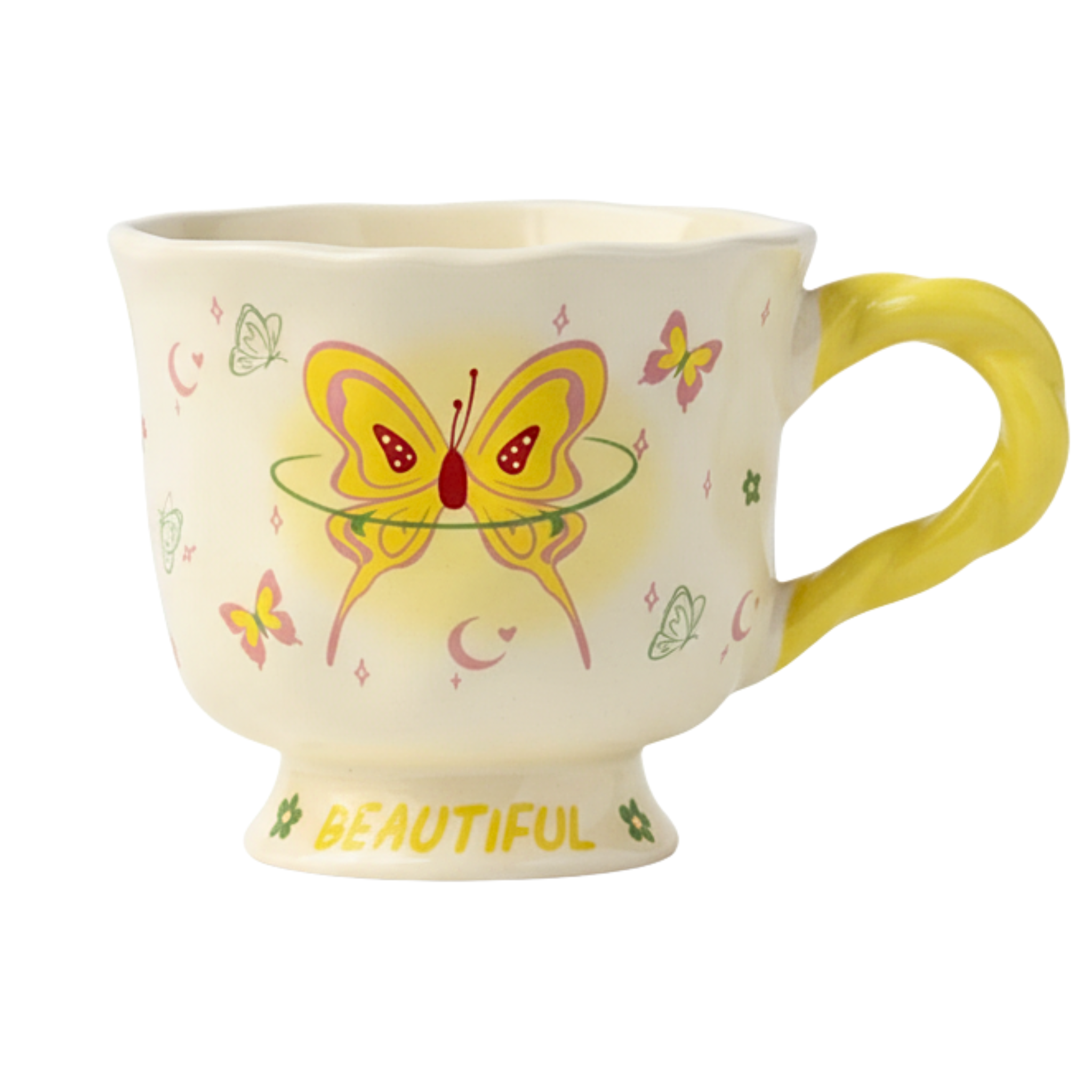 Mug papillon élégant “Beautiful” – Céramique à base évasée | Fiolla Home