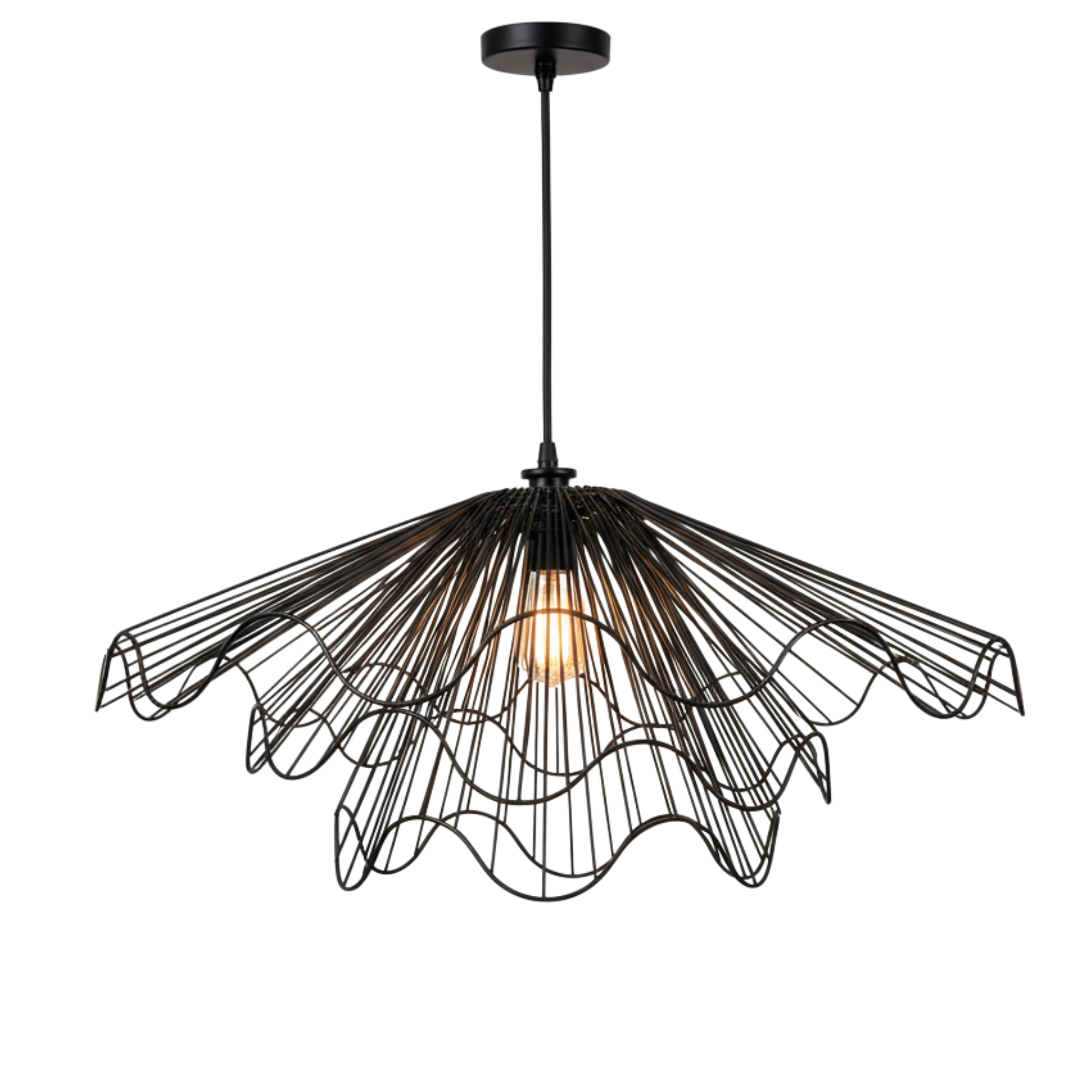 Suspension métal noir ondulé | Style vague Tunisie | Fiolla Home