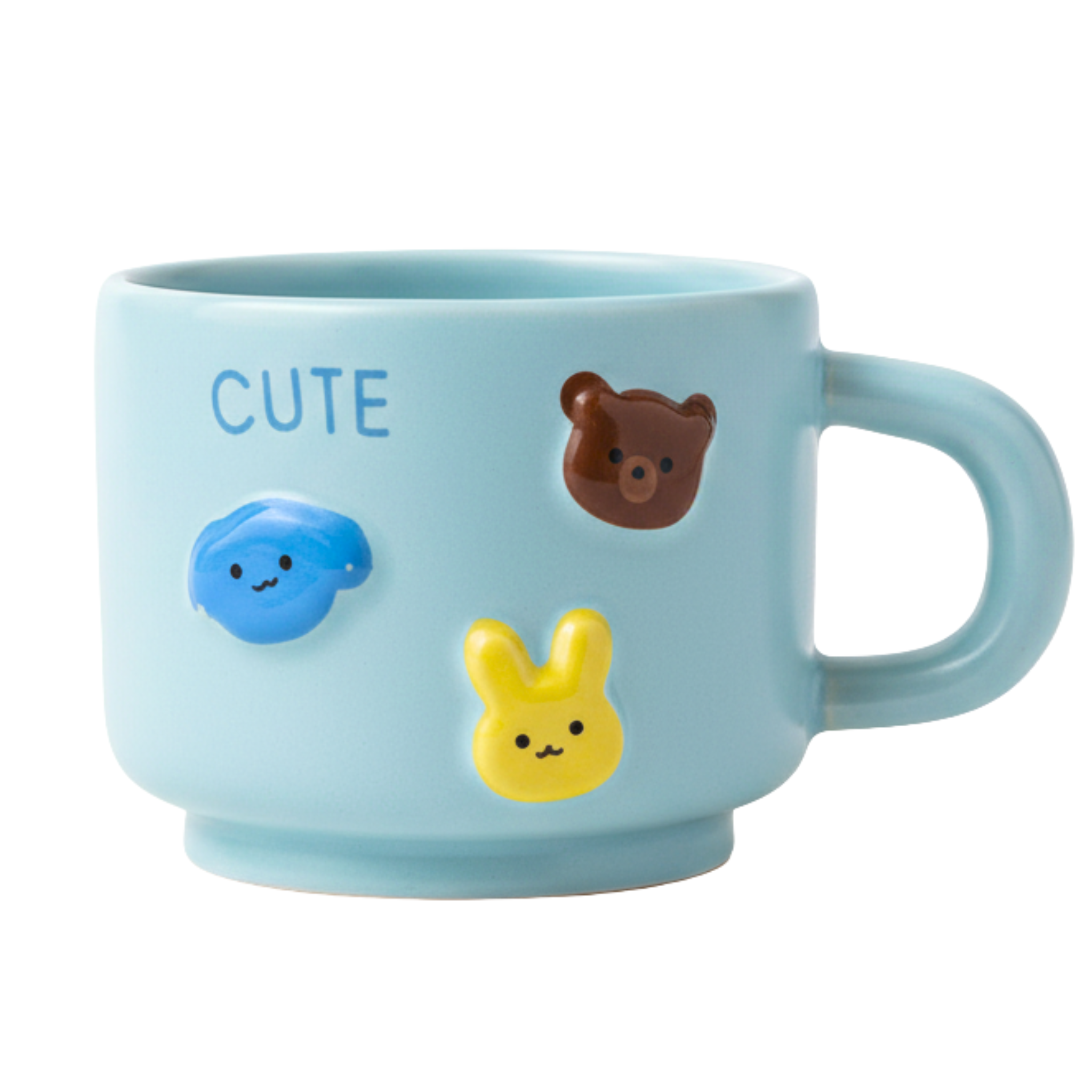 Mug kawaii bleu en céramique 3D – Animaux mignons | Fiolla Home