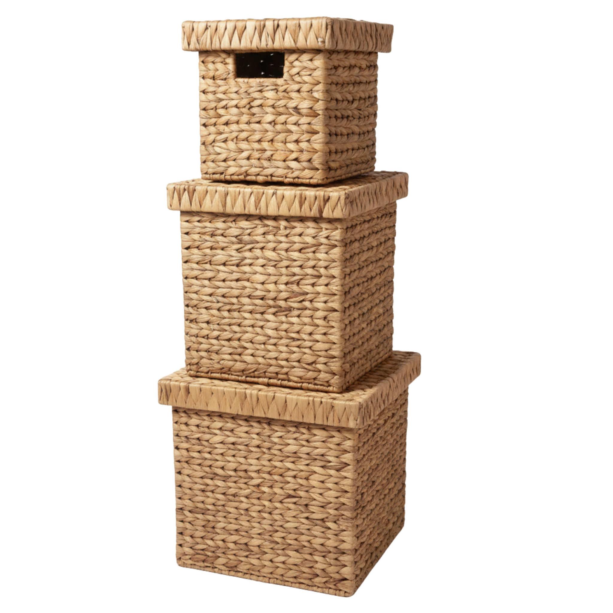 Boîtes de rangement en rotin tressé x3 avec couvercles – Fiolla Home