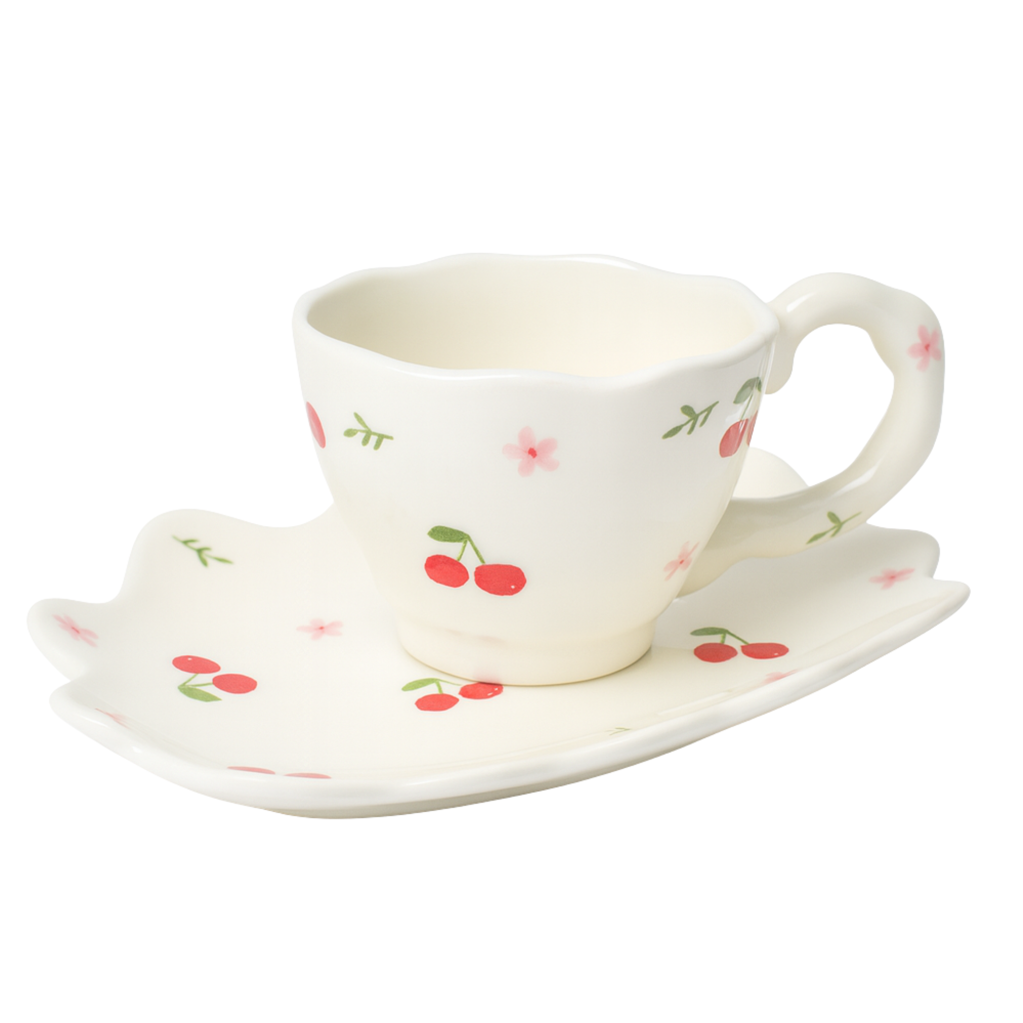 Tasse à Café Tunisie | Motif Cerises avec Soucoupe | Fiolla Home