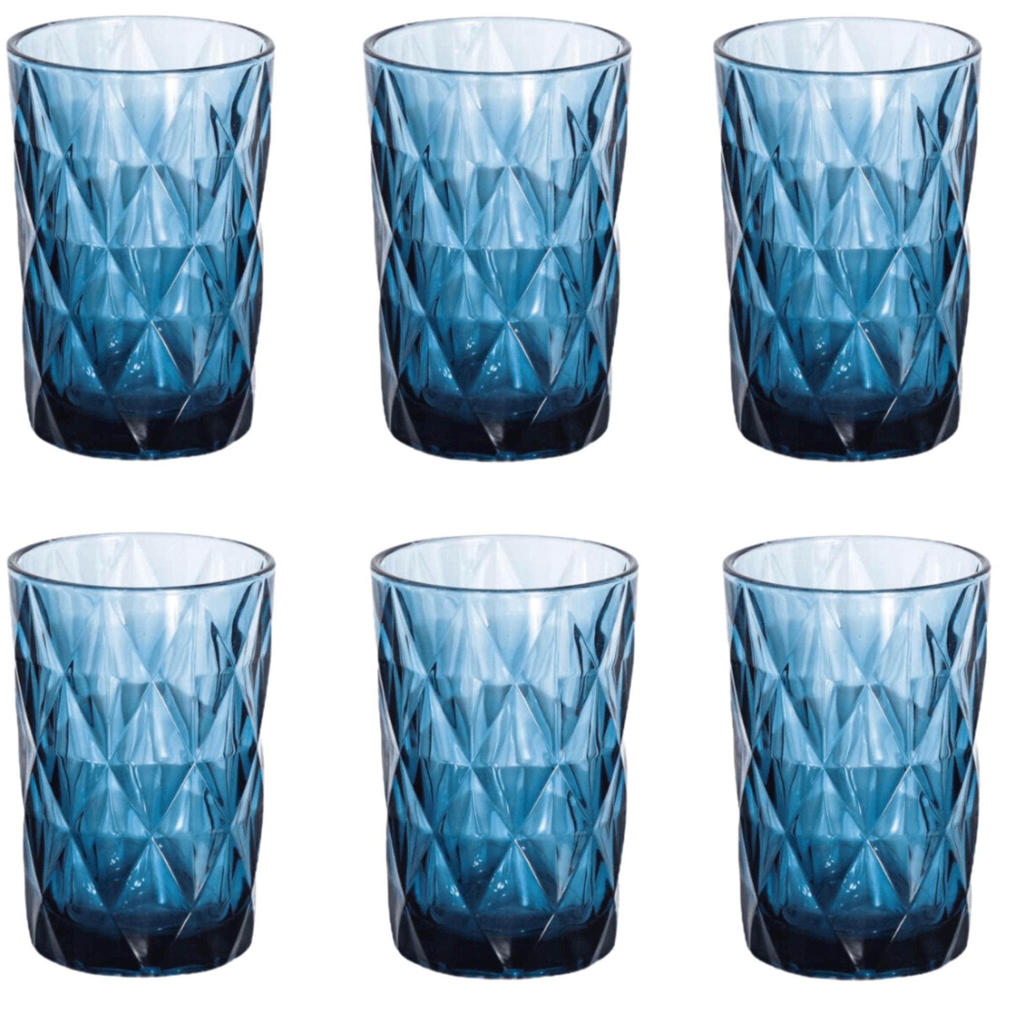 Ensemble de 6 Verres à Jus/Eau de Couleur Bleue - Modèle 4 | Fiolla Home - Fiolla Home