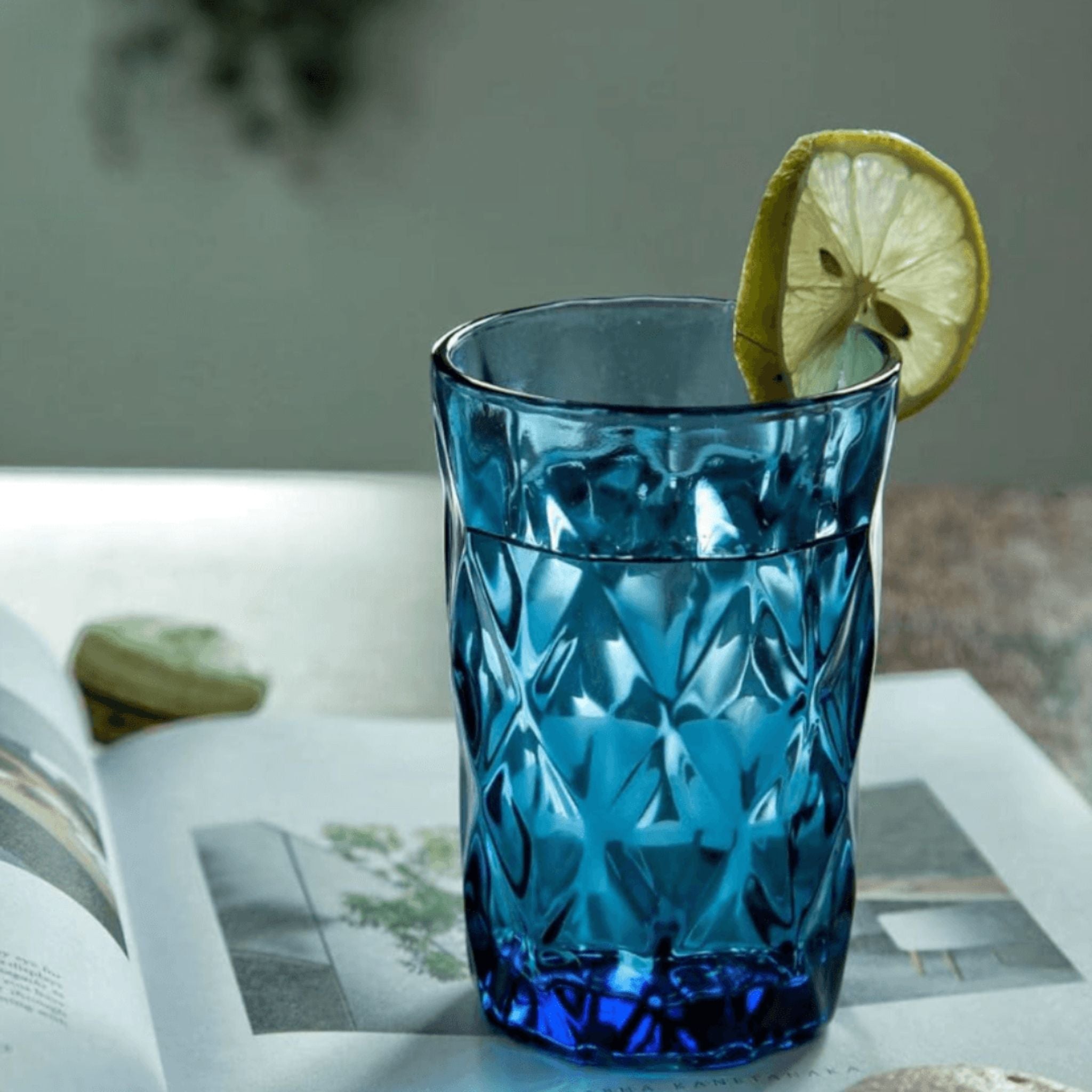 Ensemble de 6 Verres à Jus/Eau de Couleur Bleue - Modèle 4 | Fiolla Home - Fiolla Home