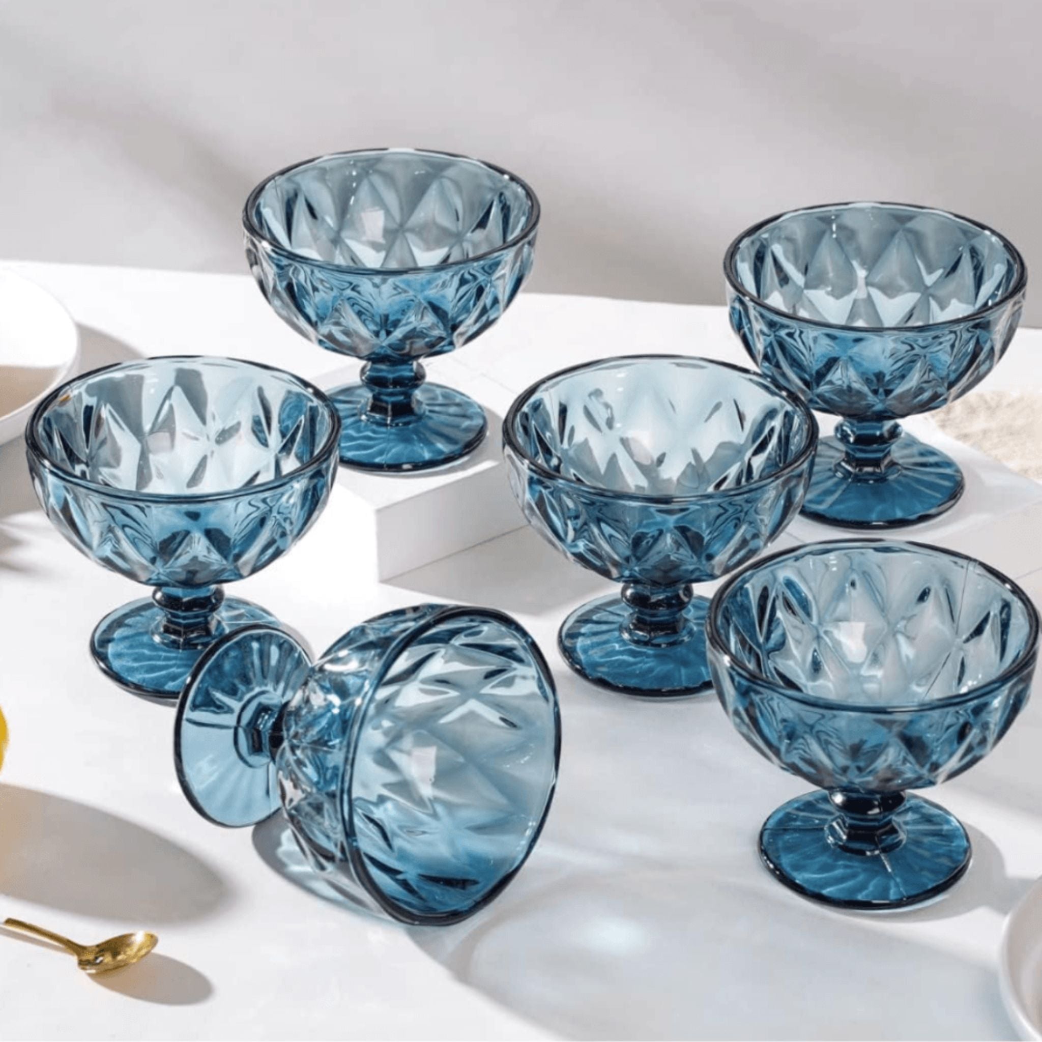 Ensemble de 6 Verres Bleus pour Salade de Fruits ou Glace | Fiolla Home - Fiolla Home