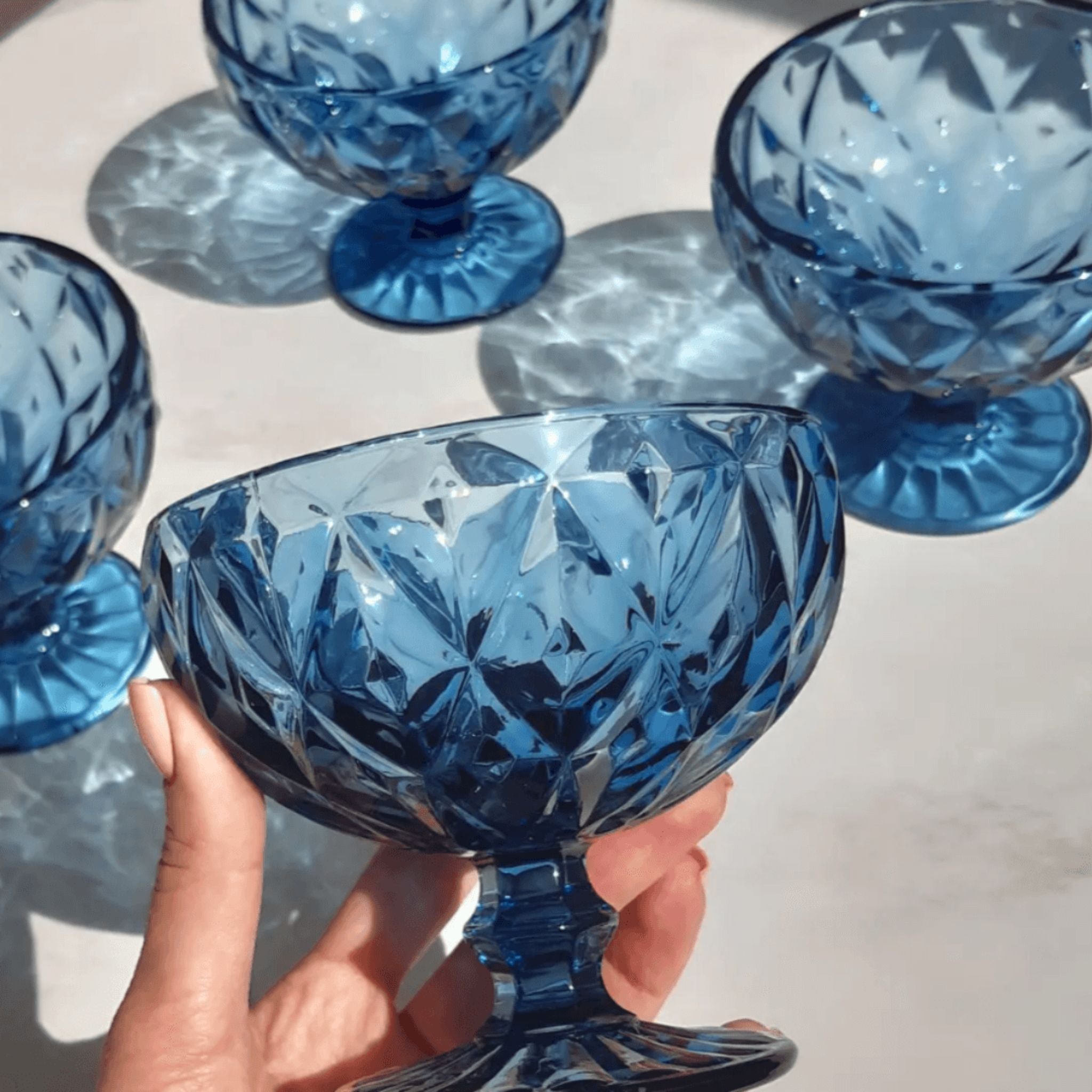 Ensemble de 6 Verres Bleus pour Salade de Fruits ou Glace | Fiolla Home - Fiolla Home