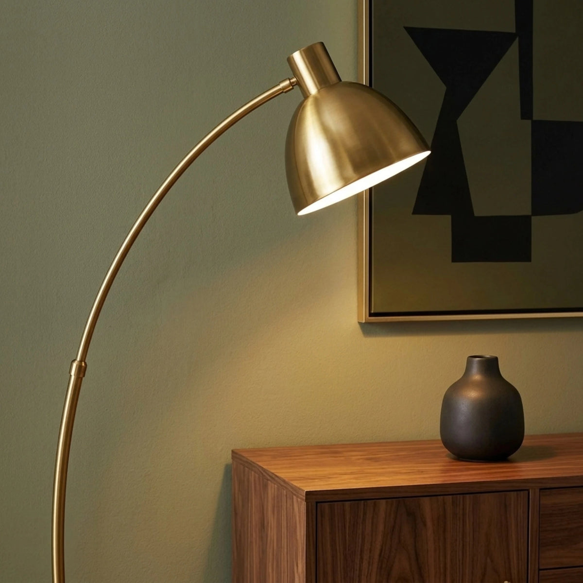 Lampadaire Arc Doré Tunisie | Socle Effet Marbre Blanc | Fiolla Home