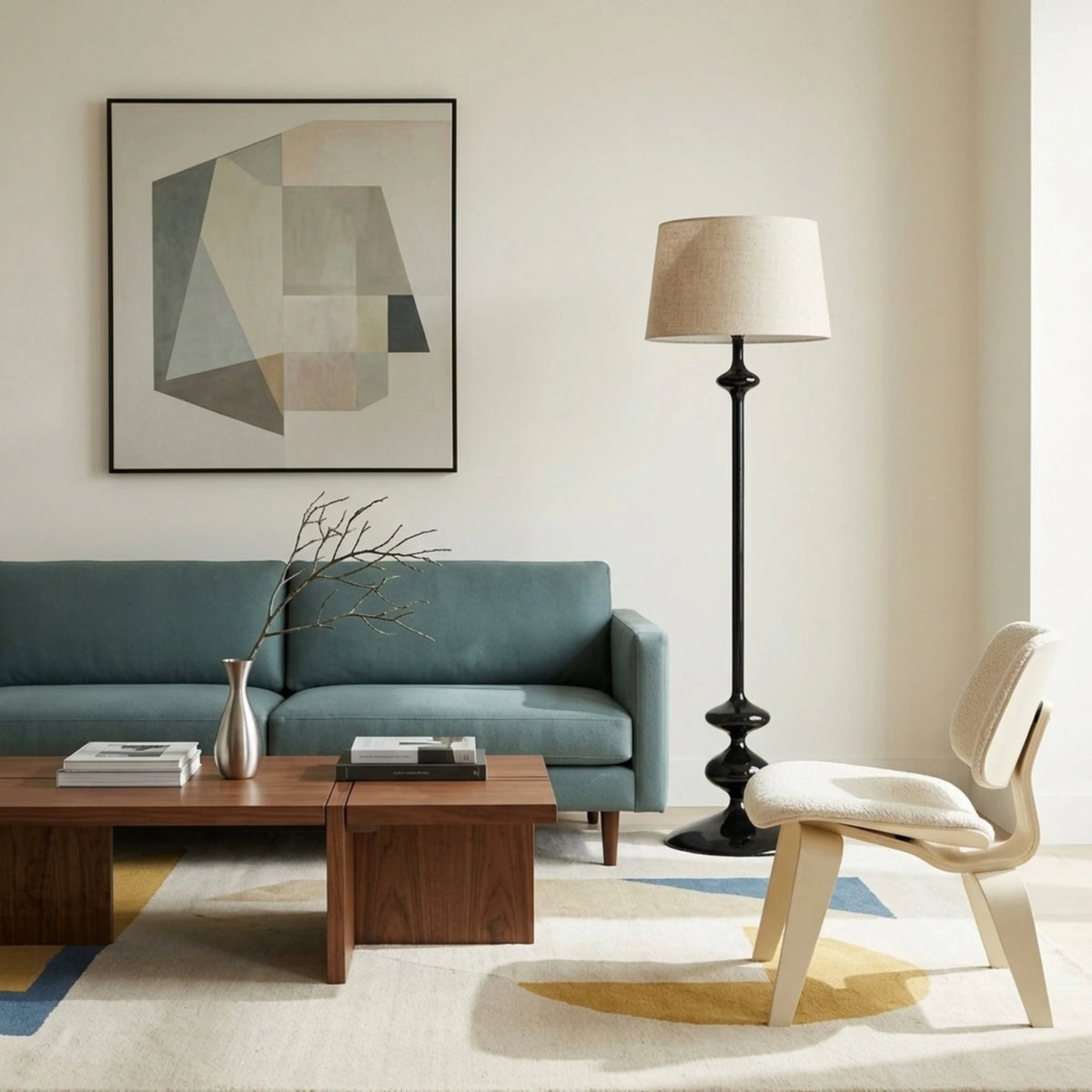 Lampadaire Noir Tunisie | Bois Tourné Pièce Unique | Fiolla Home