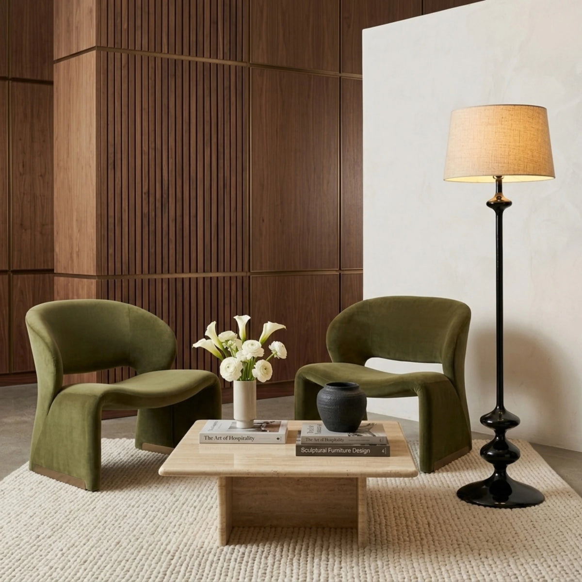 Lampadaire Noir Tunisie | Bois Tourné Pièce Unique | Fiolla Home
