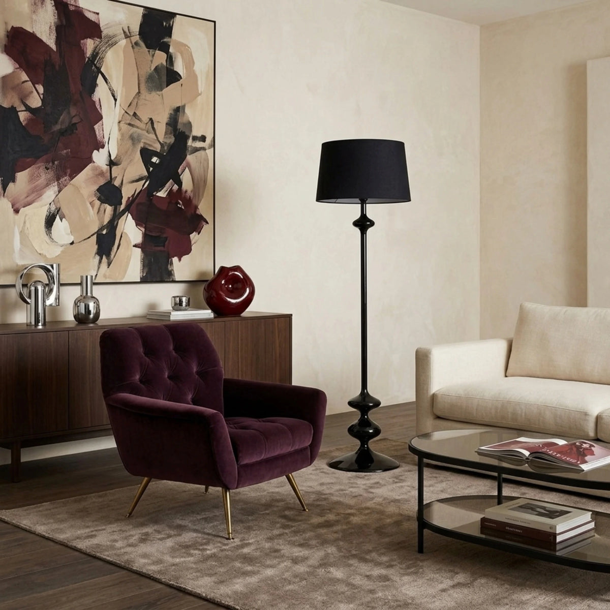 Lampadaire Noir Total Tunisie | Bois Tourné Pièce Unique | Fiolla Home