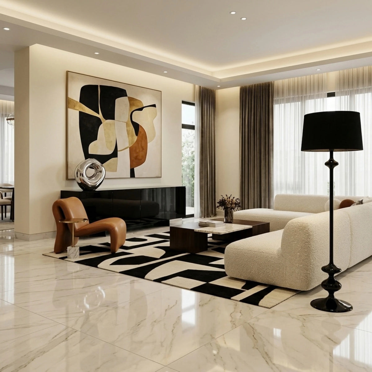 Lampadaire Noir Total Tunisie | Bois Tourné Pièce Unique | Fiolla Home