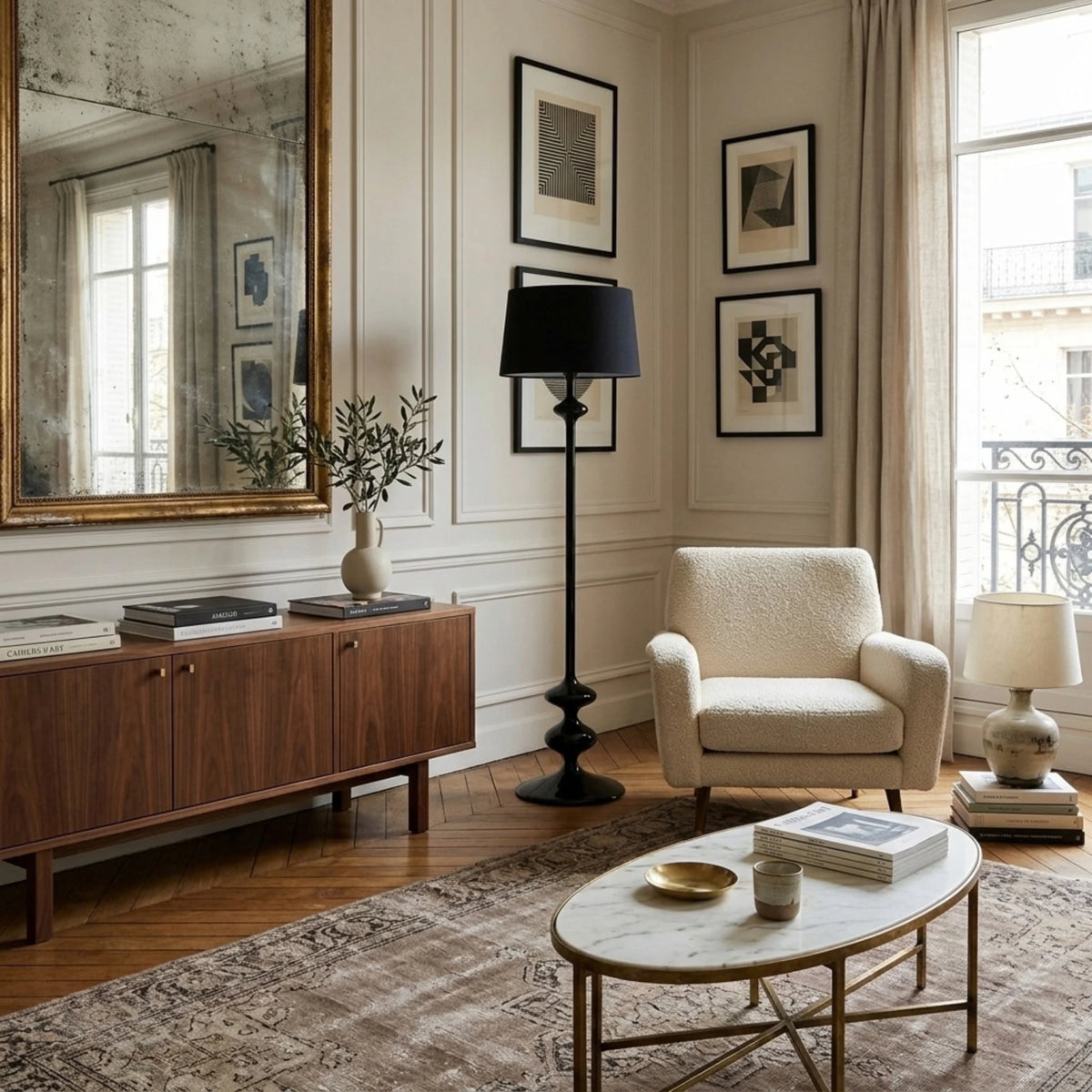 Lampadaire Noir Total Tunisie | Bois Tourné Pièce Unique | Fiolla Home
