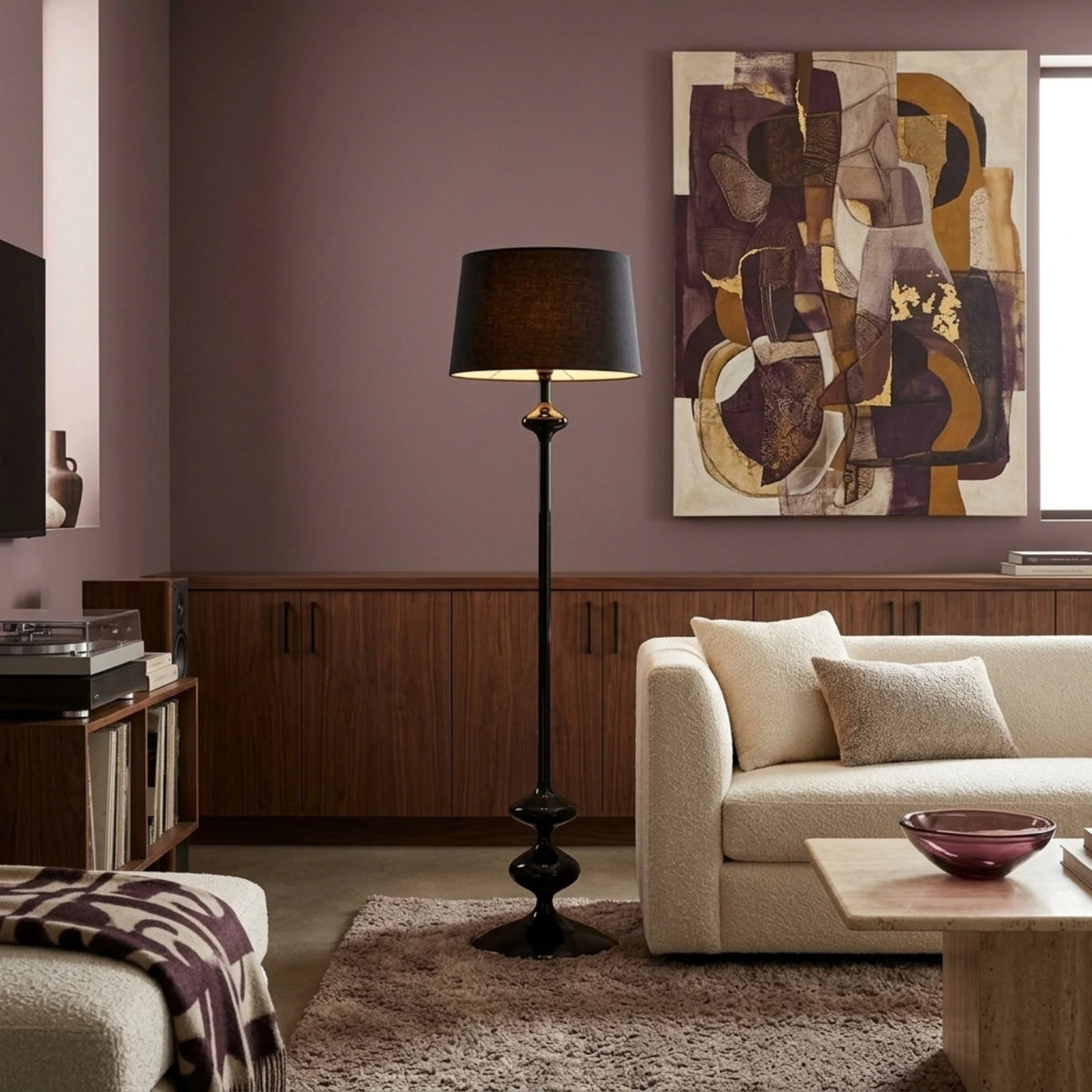 Lampadaire Noir Total Tunisie | Bois Tourné Pièce Unique | Fiolla Home
