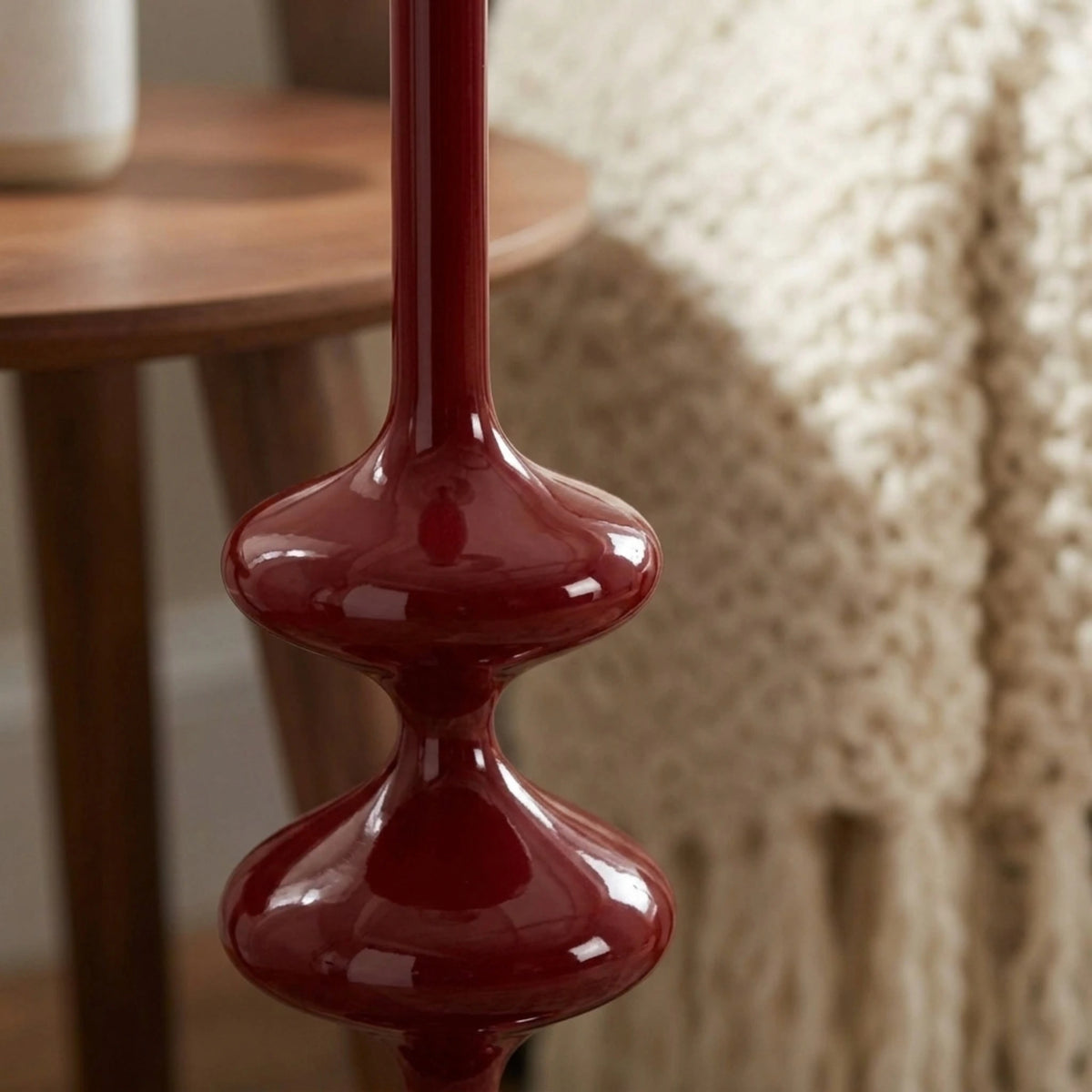 Lampadaire Rouge Tunisie | Bois Tourné Pièce Unique | Fiolla Home