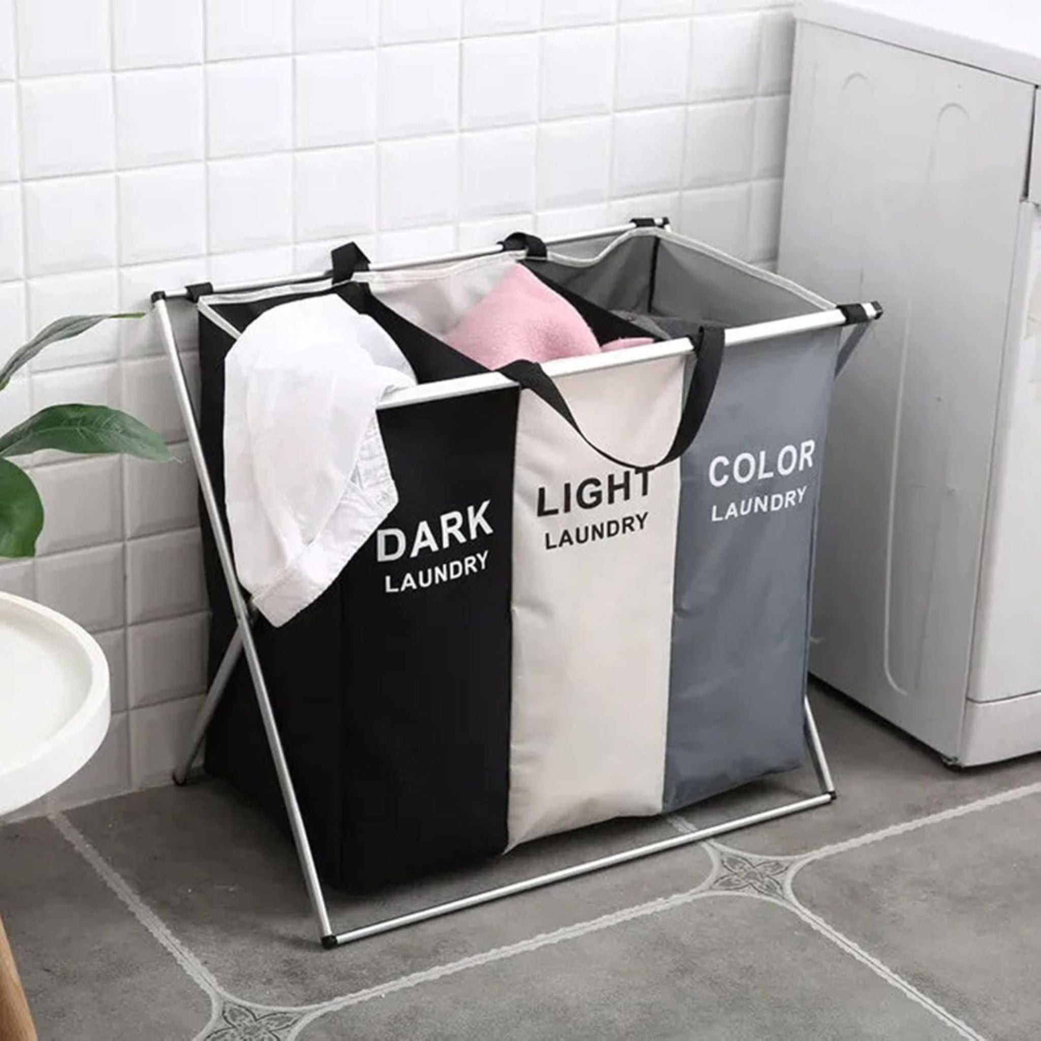 Grand Panier À Linge Pliable À 3 Compartiments - Fiolla Home