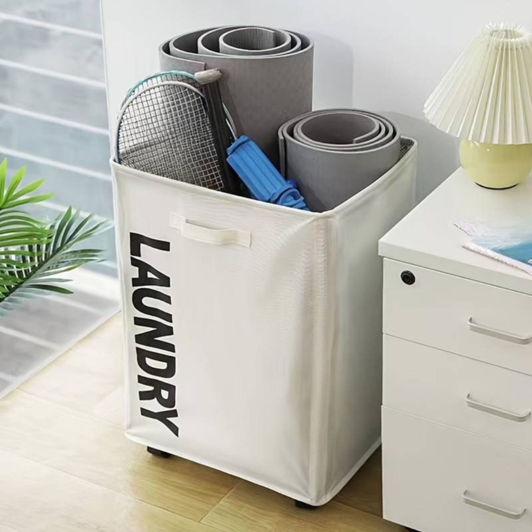 Grand Panier De Rangement Paniers À Linge Pliable Avec 4 Roues - Fiolla Home