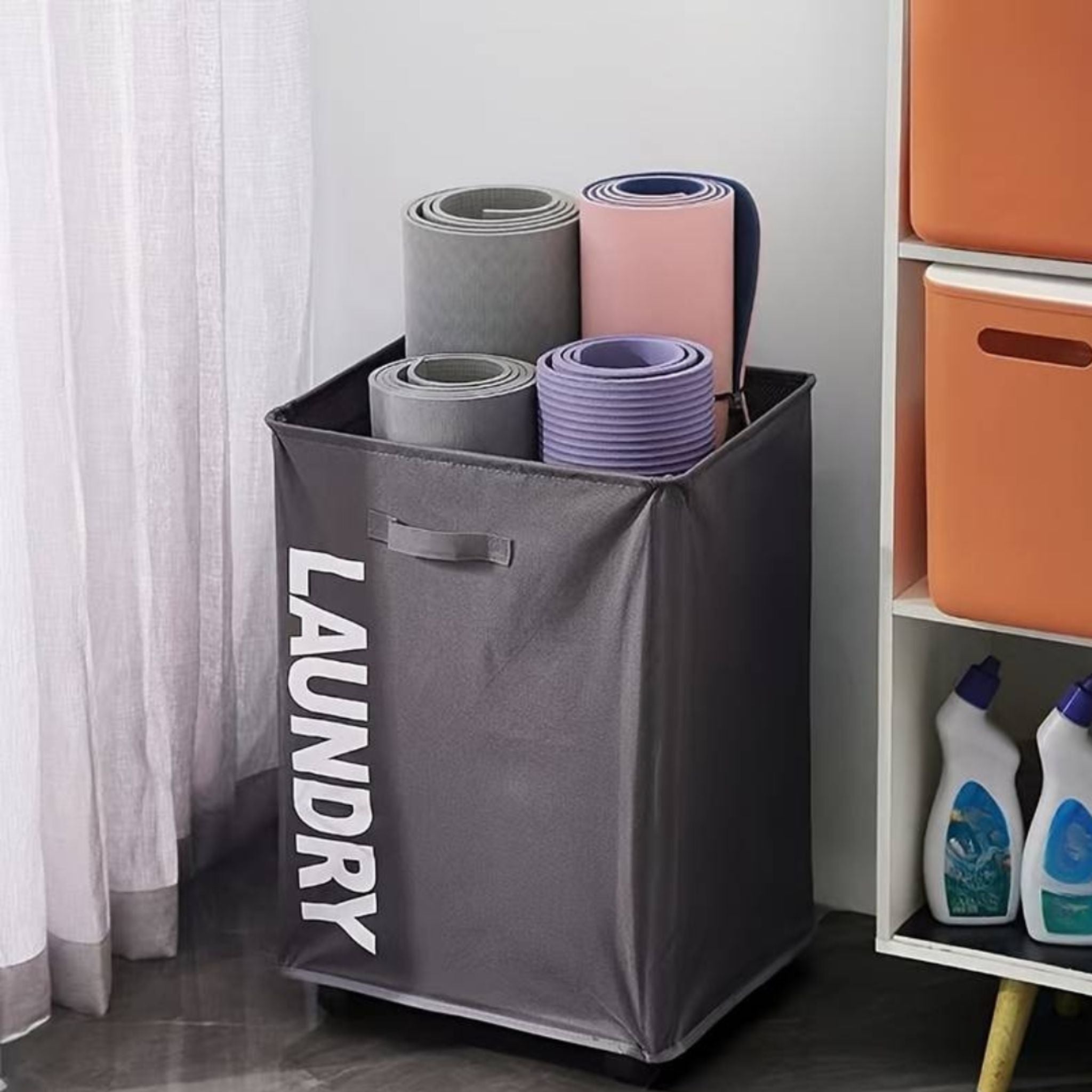 Grand Panier De Rangement Paniers À Linge Pliable Avec 4 Roues - Fiolla Home