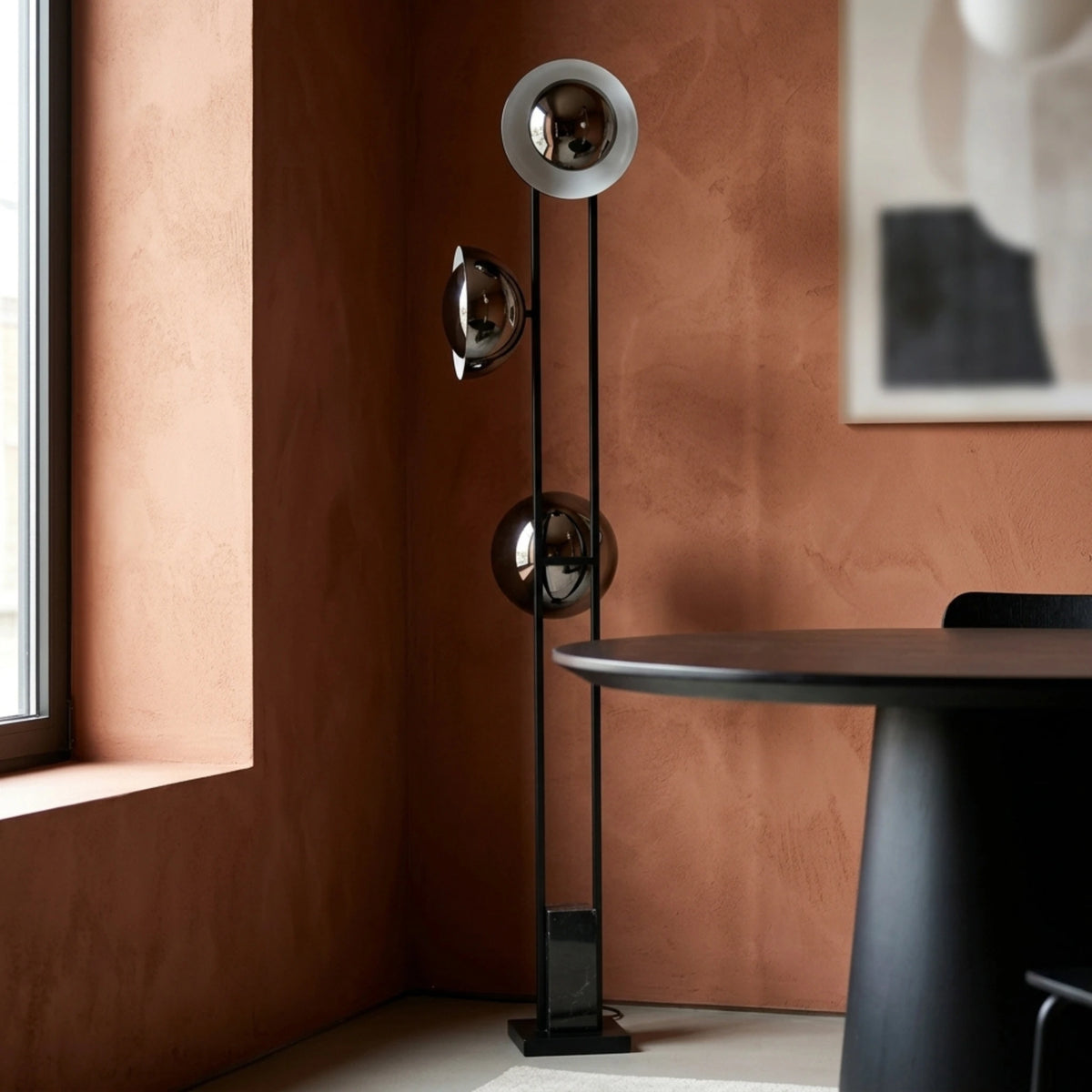 Lampadaire Design Tunisie | Noir Mat & Albâtre Moderne | Fiolla Home