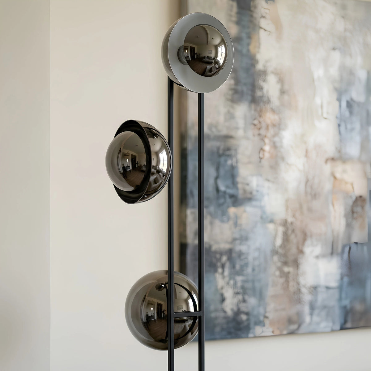 Lampadaire Design Tunisie | Noir Mat & Albâtre Moderne | Fiolla Home