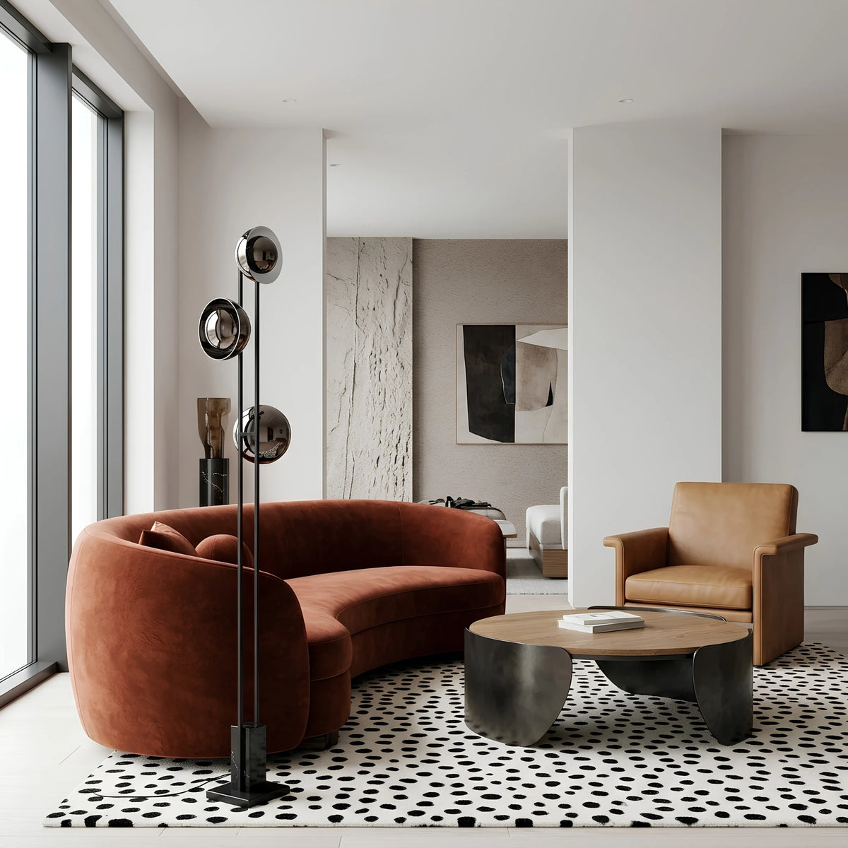 Lampadaire Design Tunisie | Noir Mat & Albâtre Moderne | Fiolla Home