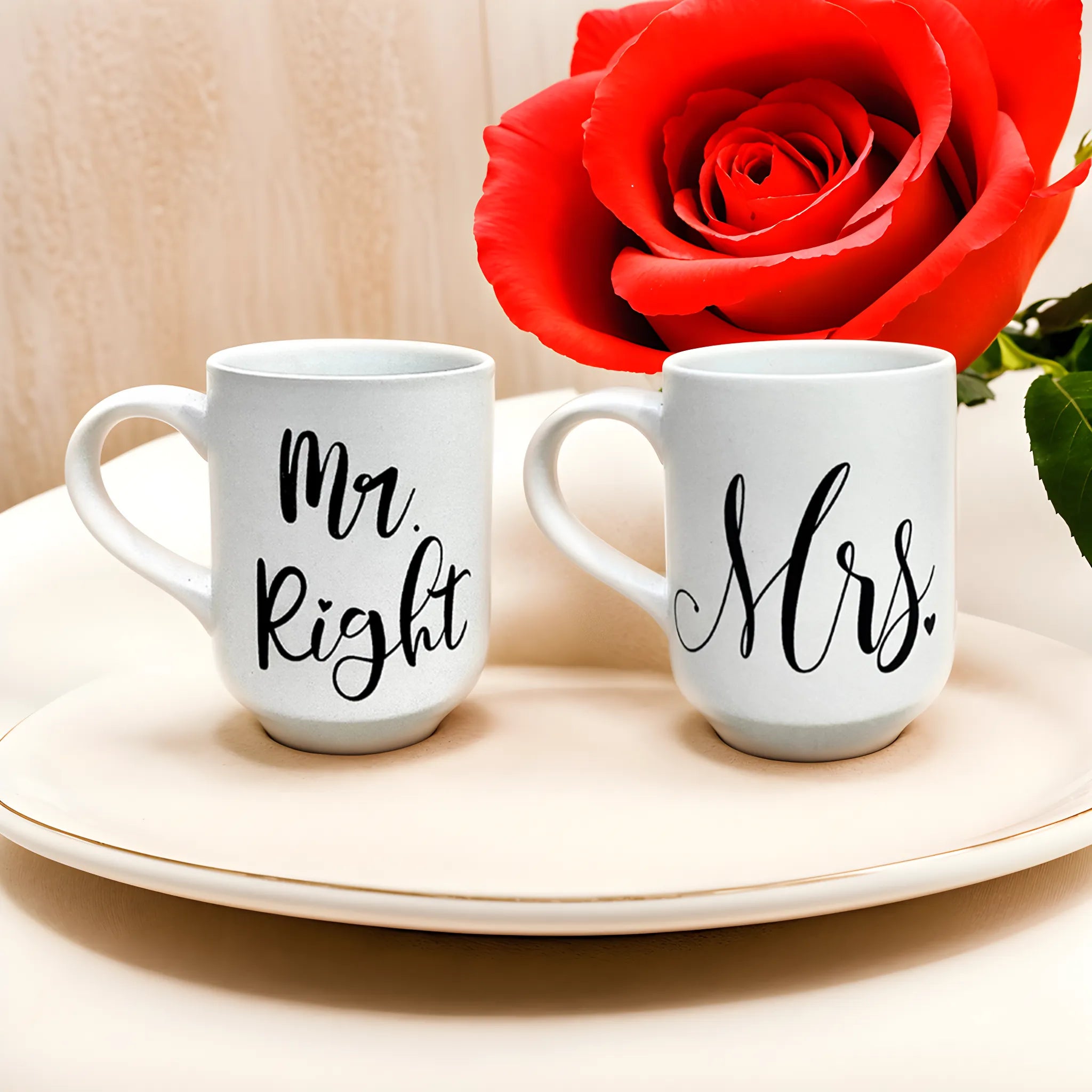 Set de Mugs Mr. Right et Mrs. | Cadeau Romantique | Fiolla Home