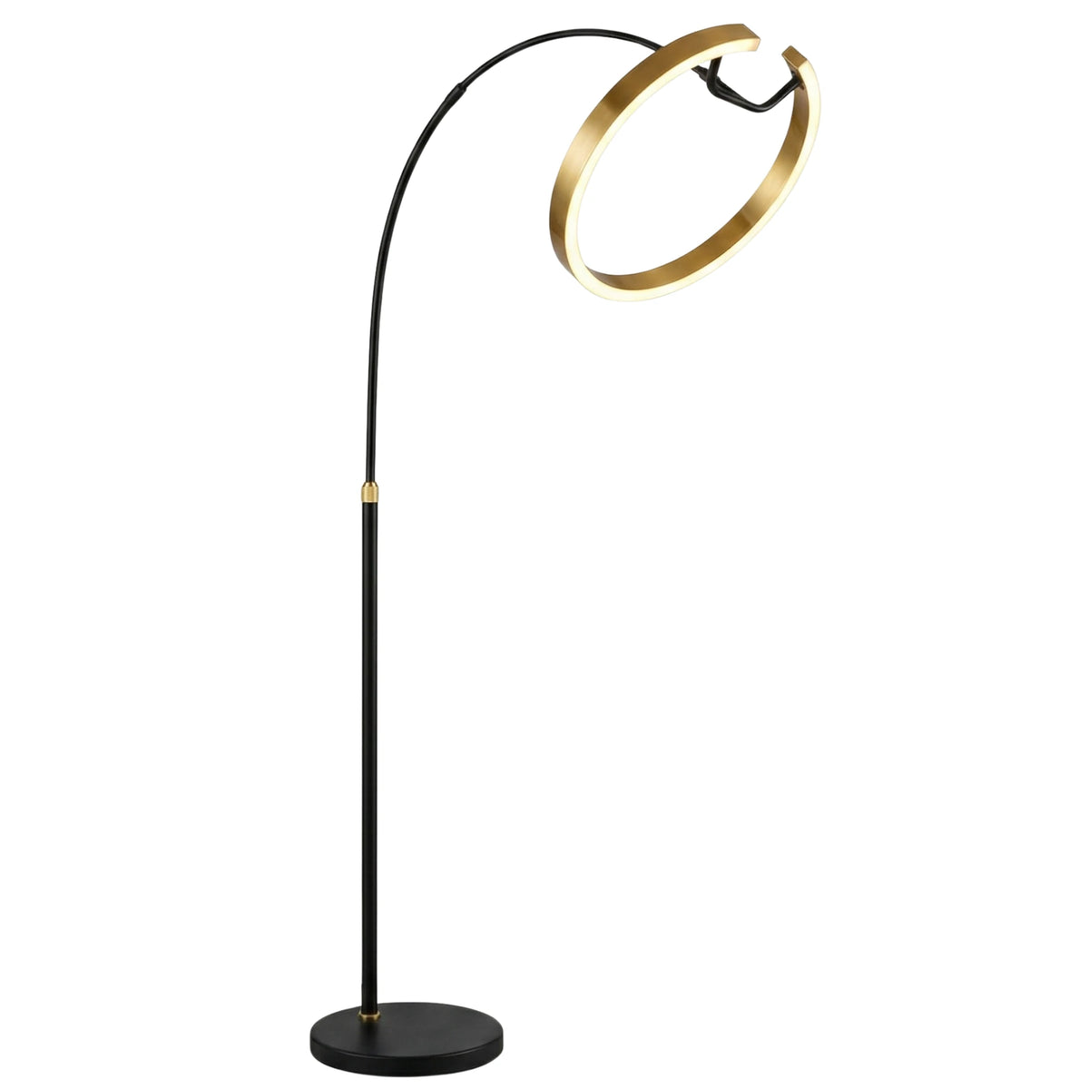 Lampadaire LED Anneau Doré – Design Moderne Noir & Or