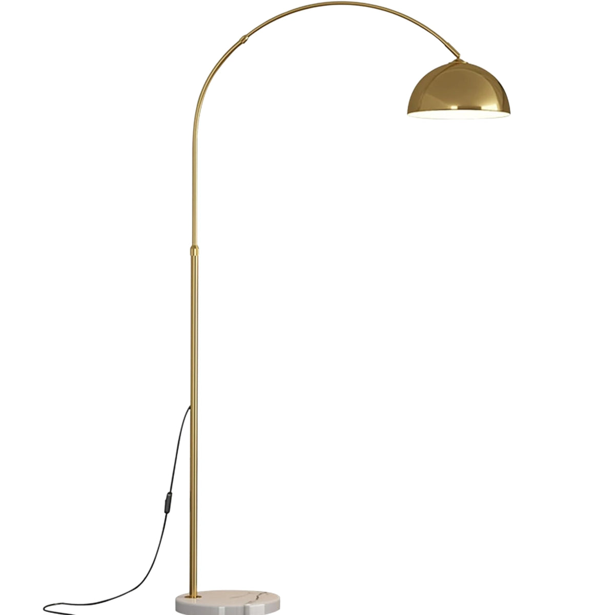 Lampadaire Arc Doré LED – Base en Marbre