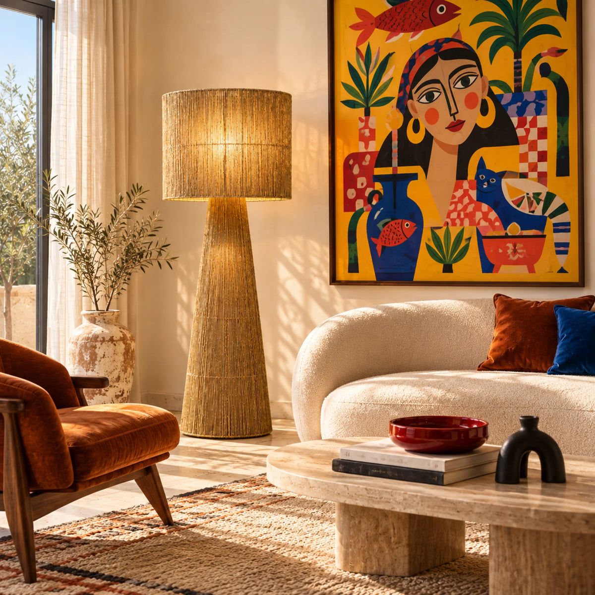 Lampadaire en Fibres de Jute | Handmade en Tunisie | Fiolla Home