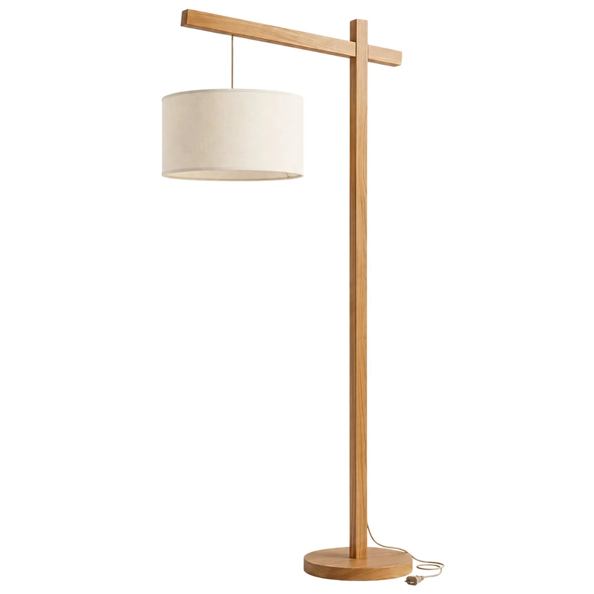Lampadaire bois frêne fait main Tunisie bras croisé
abat-jour lin cylindrique suspendu — Fiolla Home