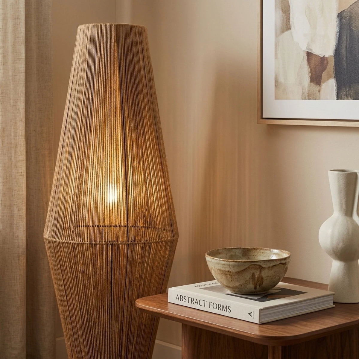 Lampadaire Jute Tunisie | Fait Main, Lumière Chaleureuse | Fiolla Home