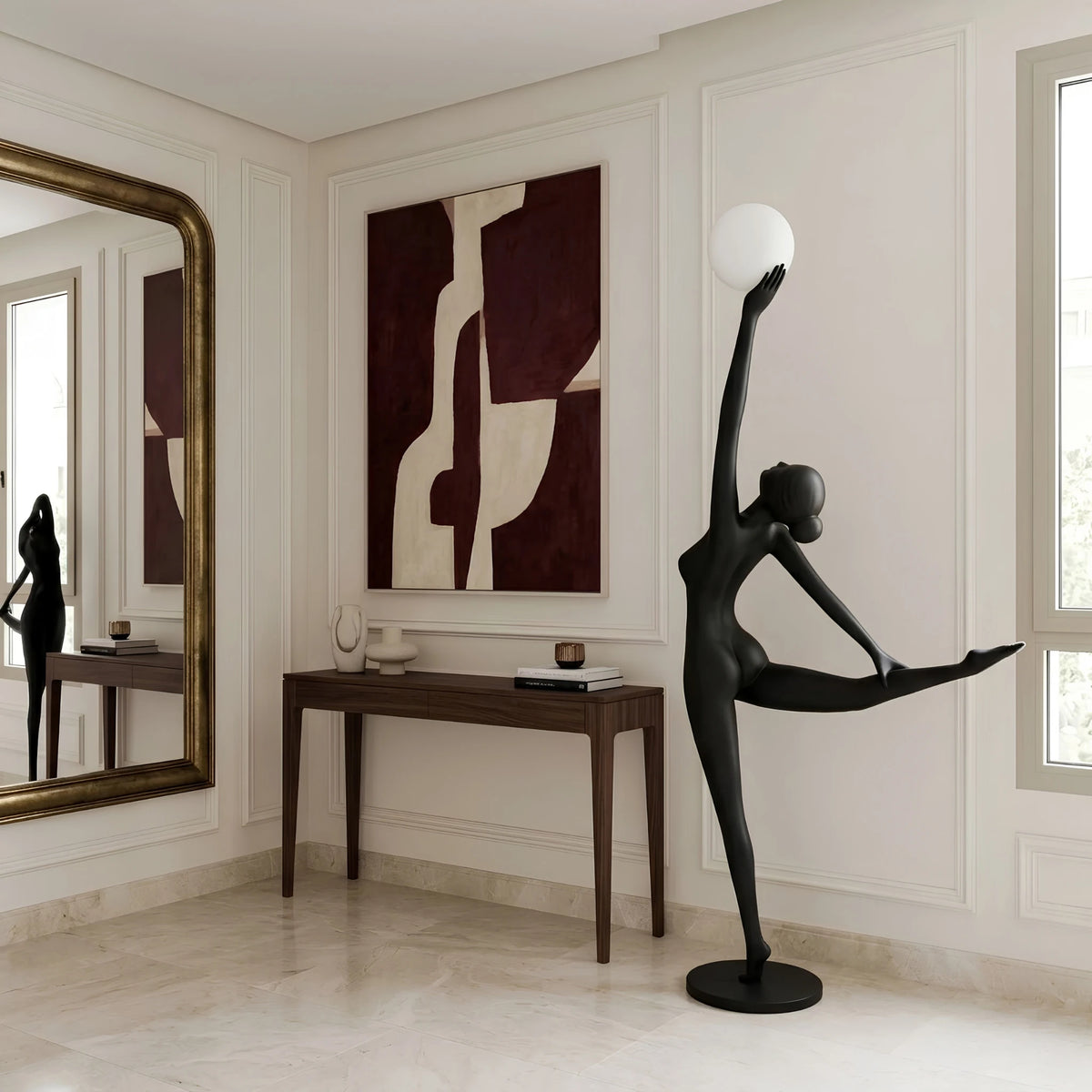 Lampadaire Danseuse Tunisie | Sculpture Noire 210 cm | Fiolla Home