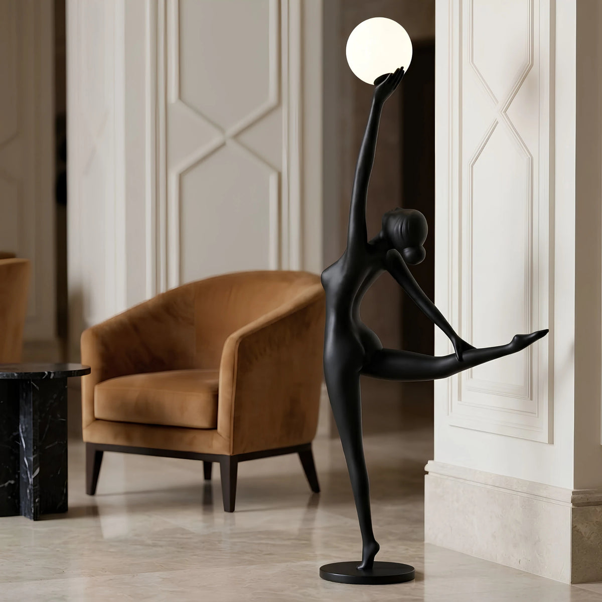 Lampadaire Danseuse Tunisie | Sculpture Noire 210 cm | Fiolla Home