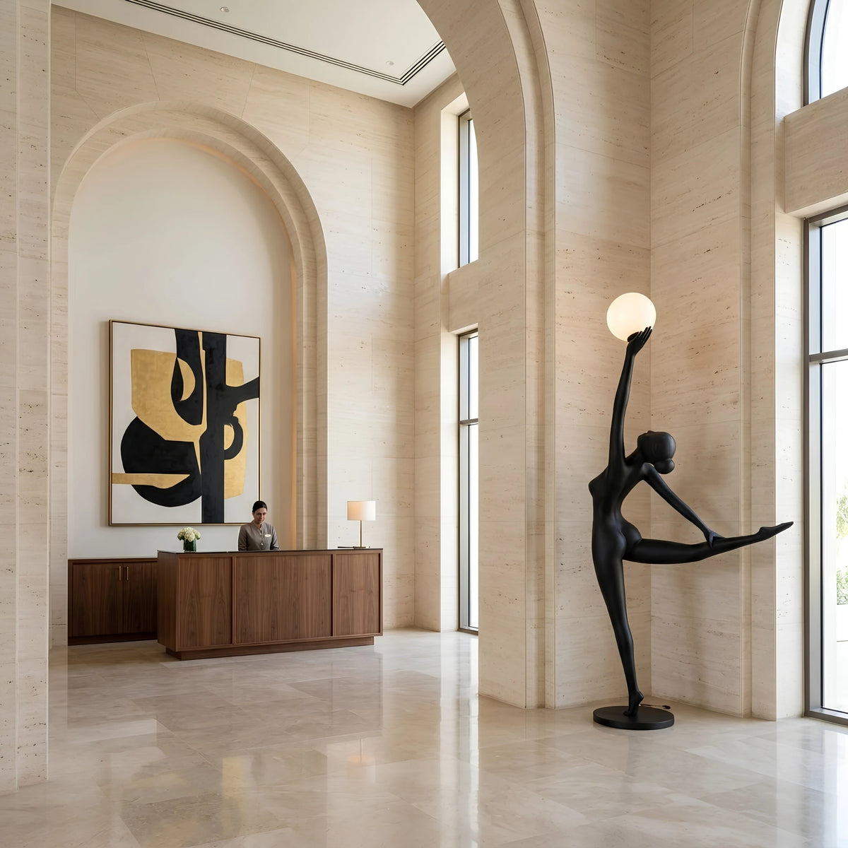 Lampadaire Danseuse Tunisie | Sculpture Noire 210 cm | Fiolla Home