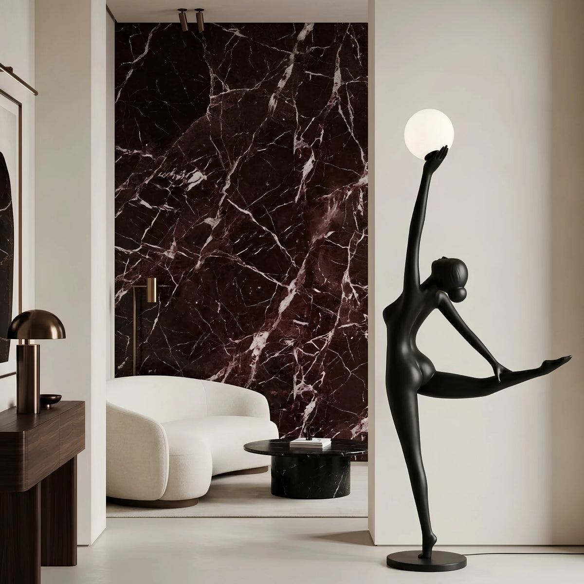 Lampadaire Danseuse Tunisie | Sculpture Noire 210 cm | Fiolla Home