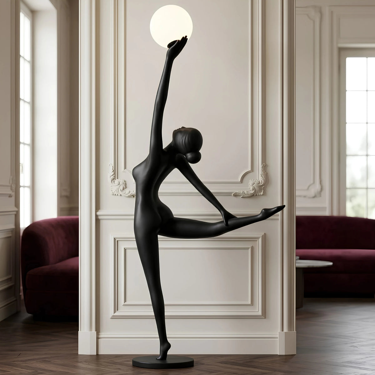 Lampadaire Danseuse Tunisie | Sculpture Noire 210 cm | Fiolla Home