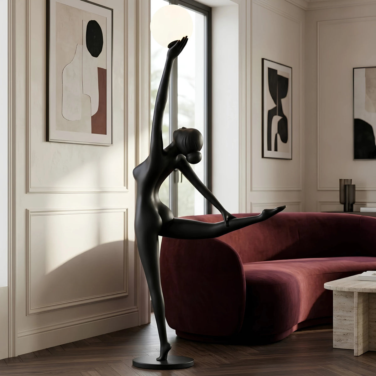 Lampadaire Danseuse Tunisie | Sculpture Noire 210 cm | Fiolla Home