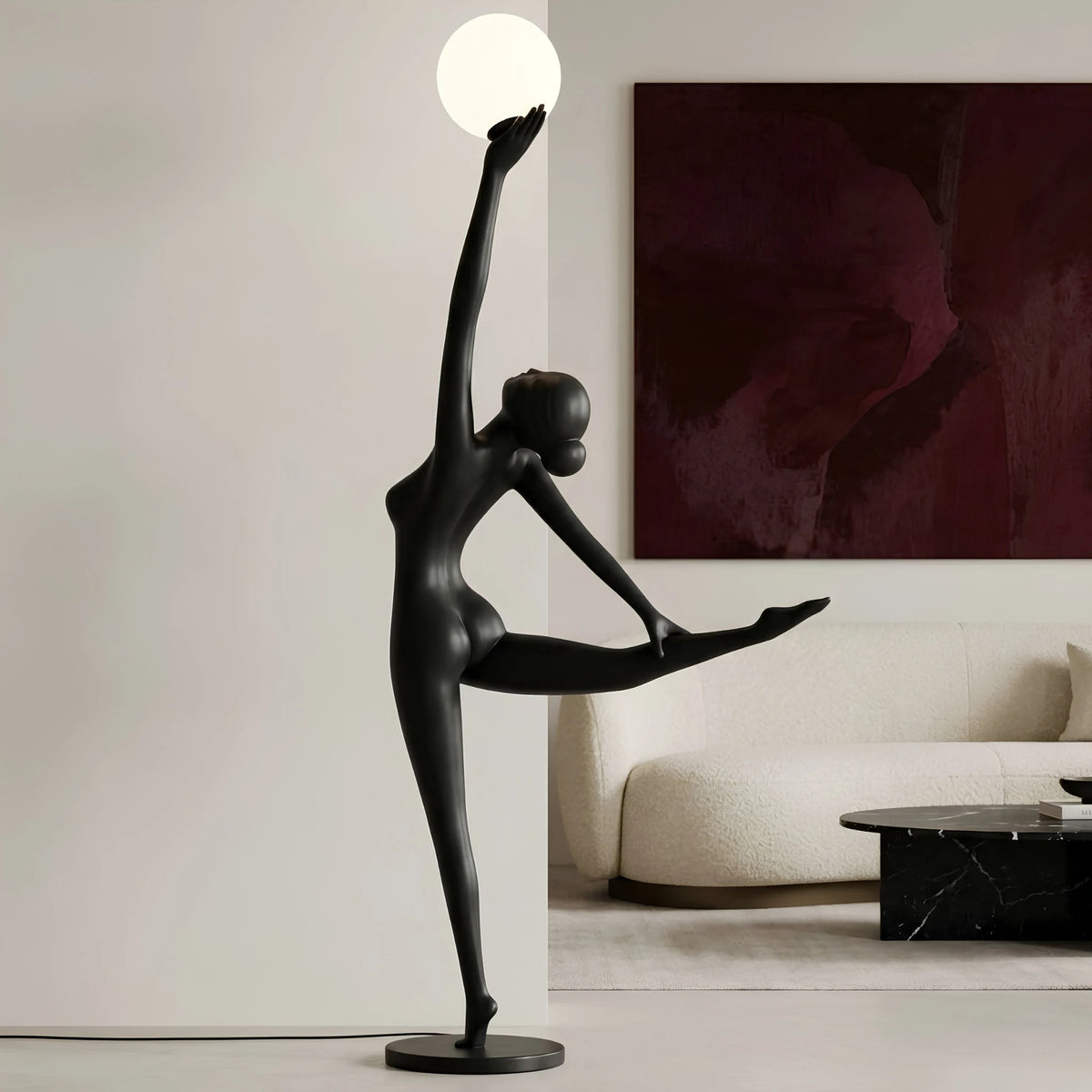 Lampadaire Danseuse Tunisie | Sculpture Noire 210 cm | Fiolla Home