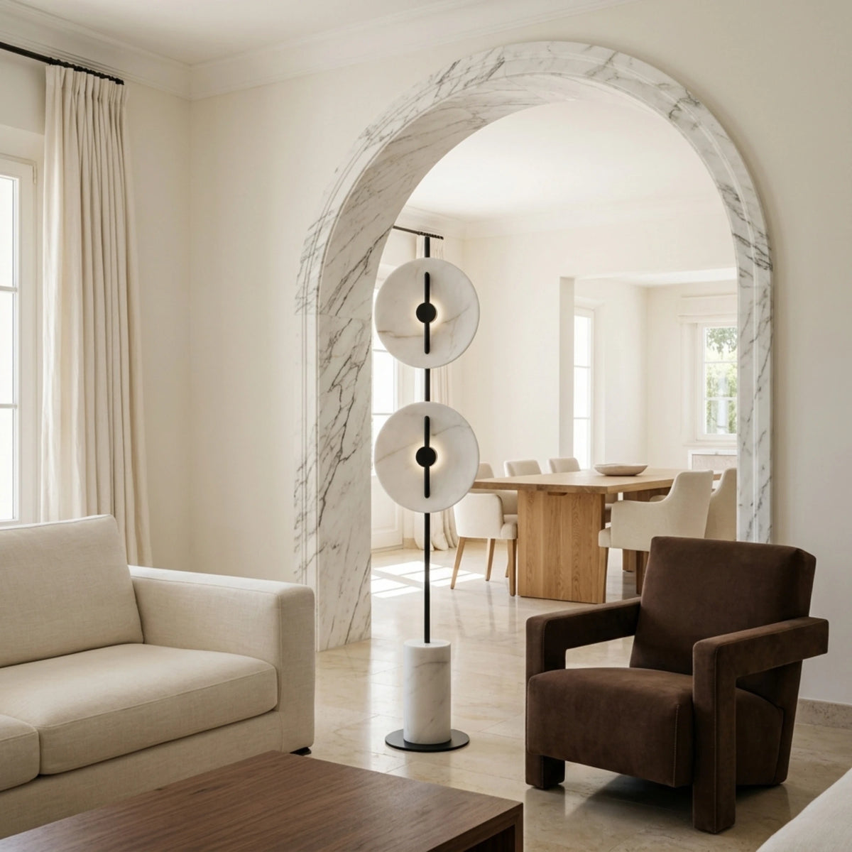 Lampadaire Design Tunisie | Effet Marbre Blanc & Noir | Fiolla Home
