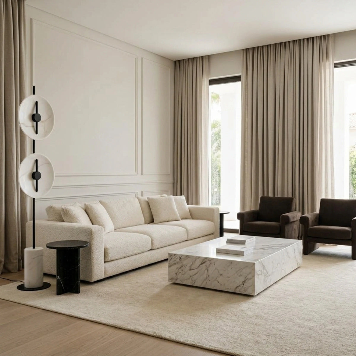 Lampadaire Design Tunisie | Effet Marbre Blanc & Noir | Fiolla Home