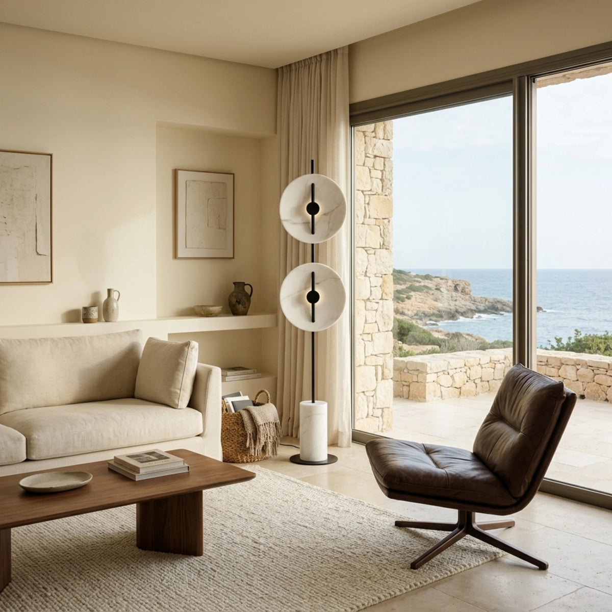 Lampadaire Design Tunisie | Effet Marbre Blanc & Noir | Fiolla Home