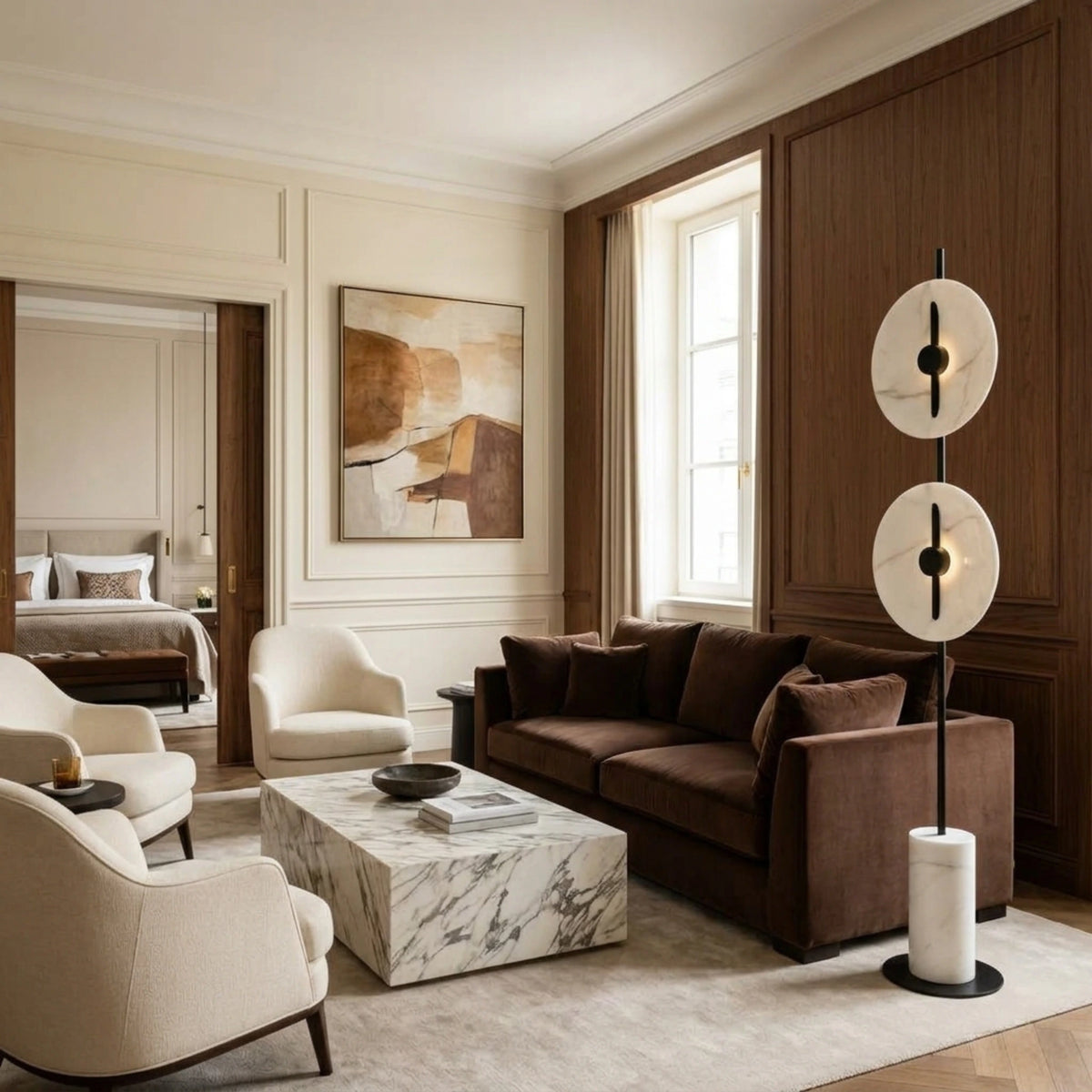Lampadaire Design Tunisie | Effet Marbre Blanc & Noir | Fiolla Home