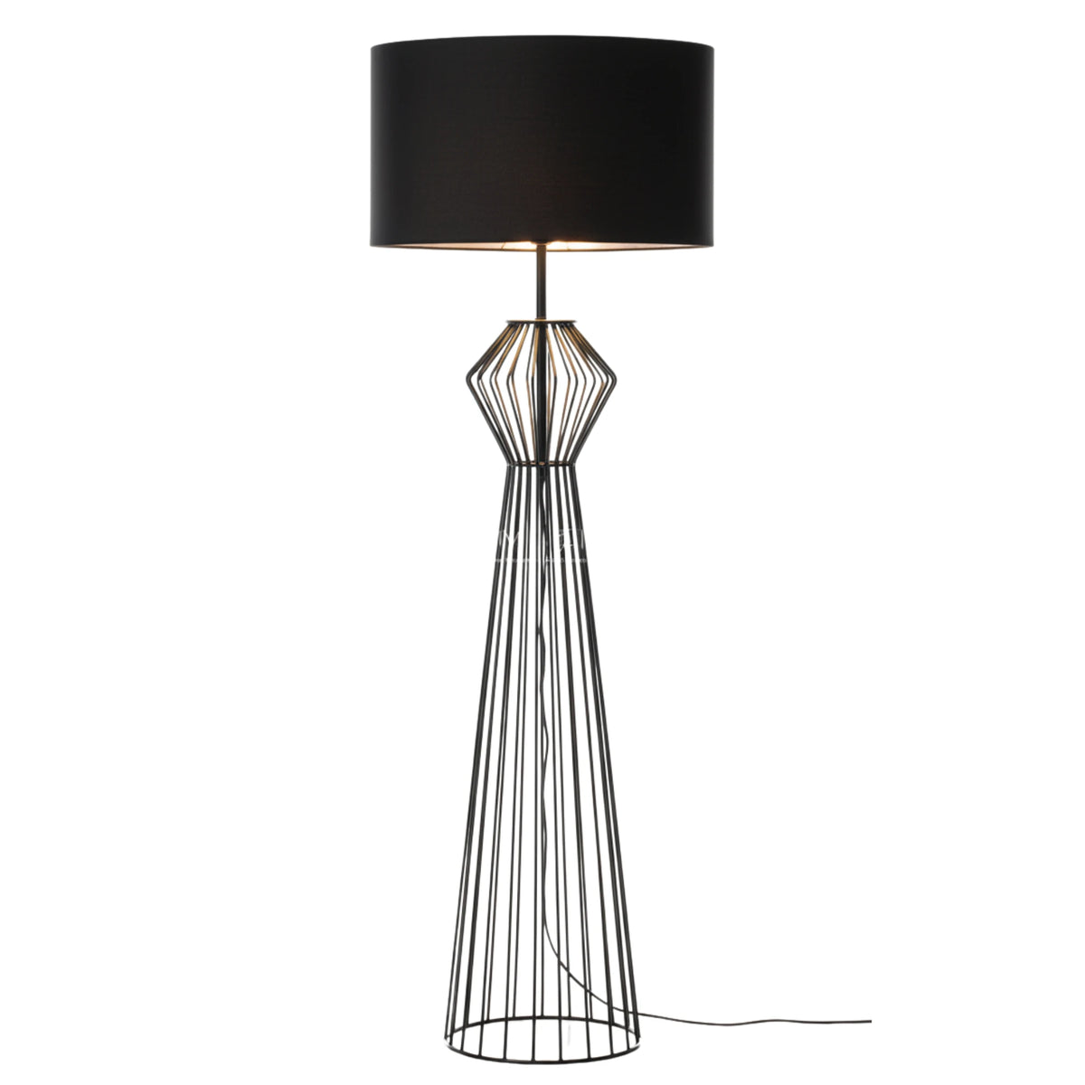 Lampadaire Noir Design Cage – Abat-jour Noir