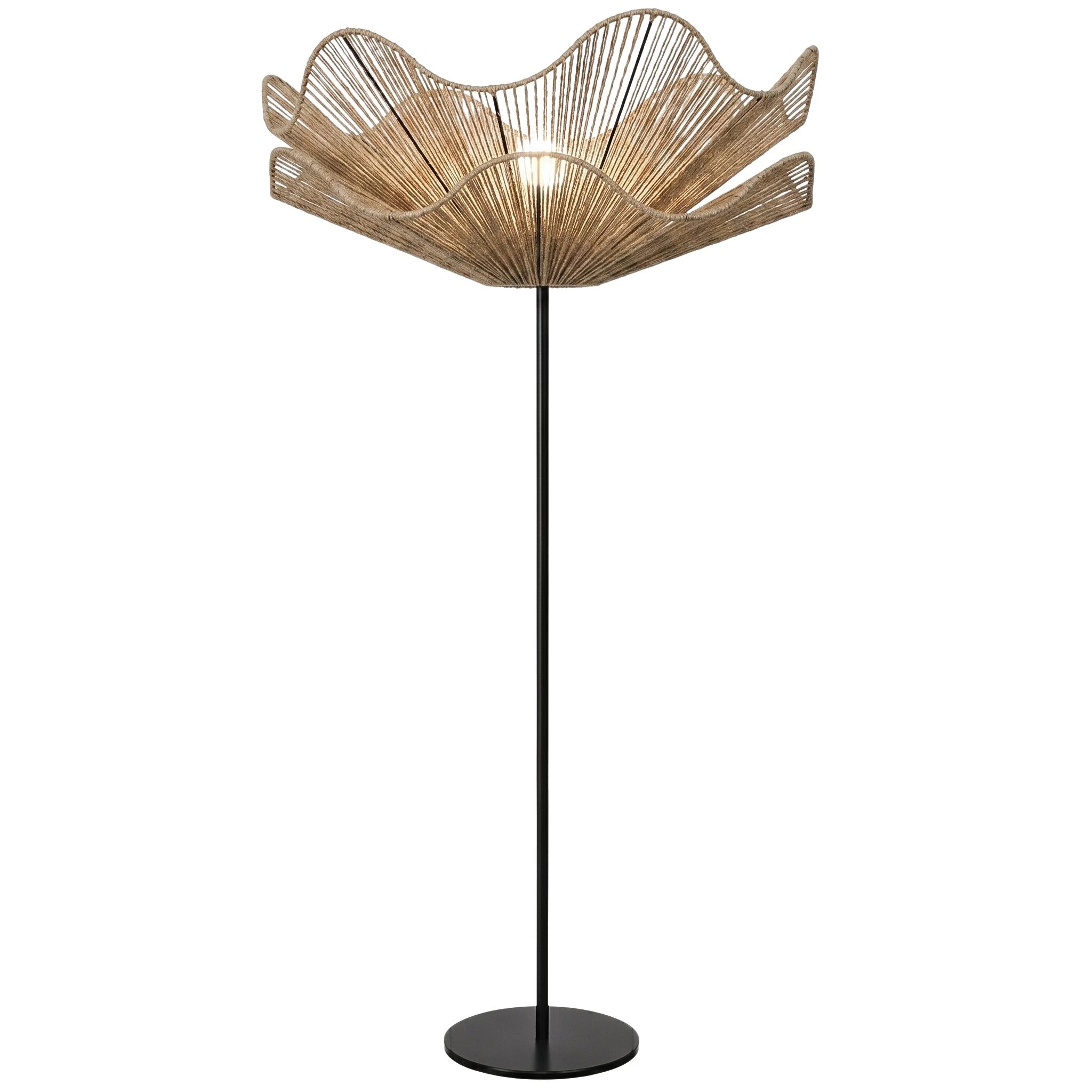Lampadaire fleur jute naturel ambiance chaleureuse Tunisie