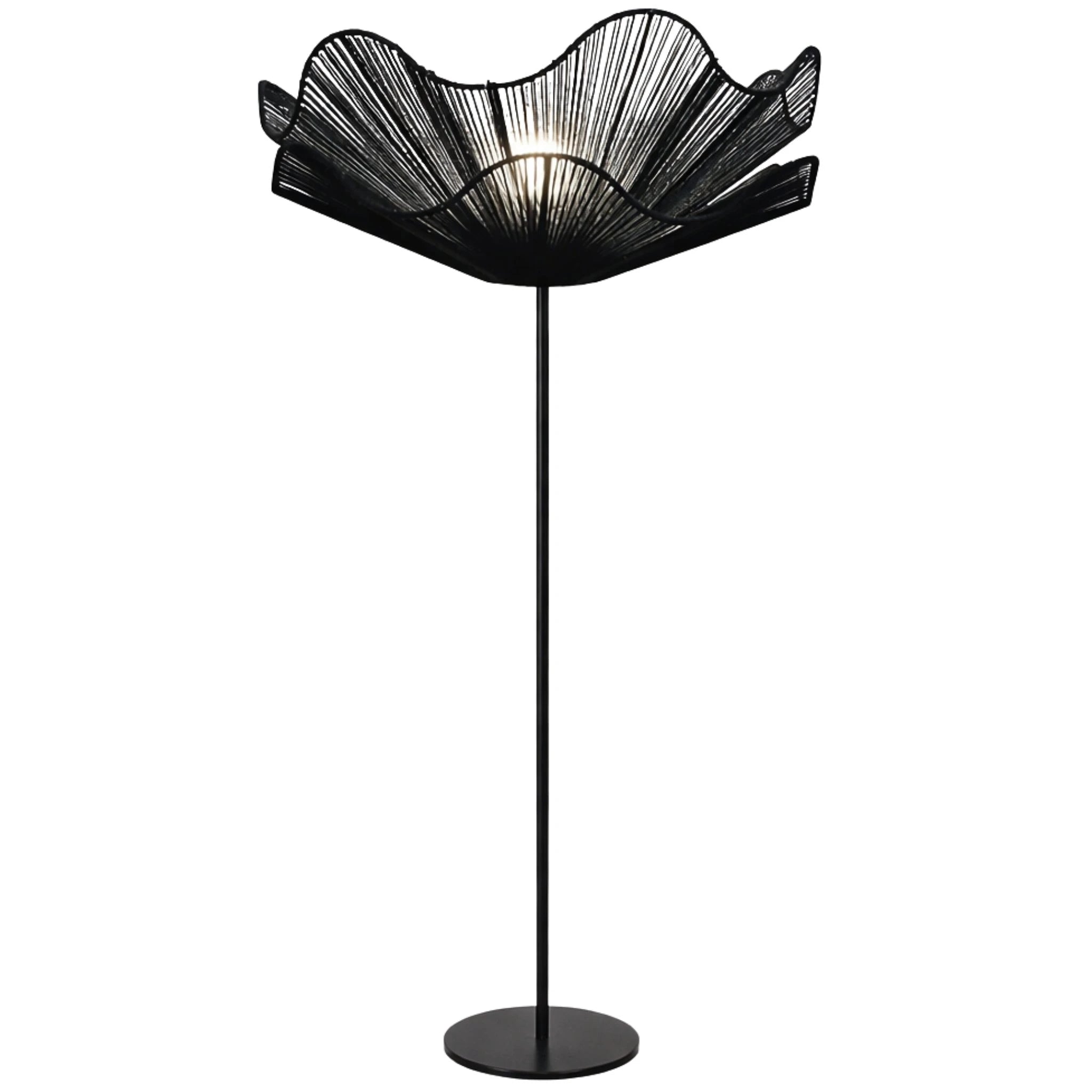 Lampadaire fleur jute noir ambiance chaleureuse Tunisie