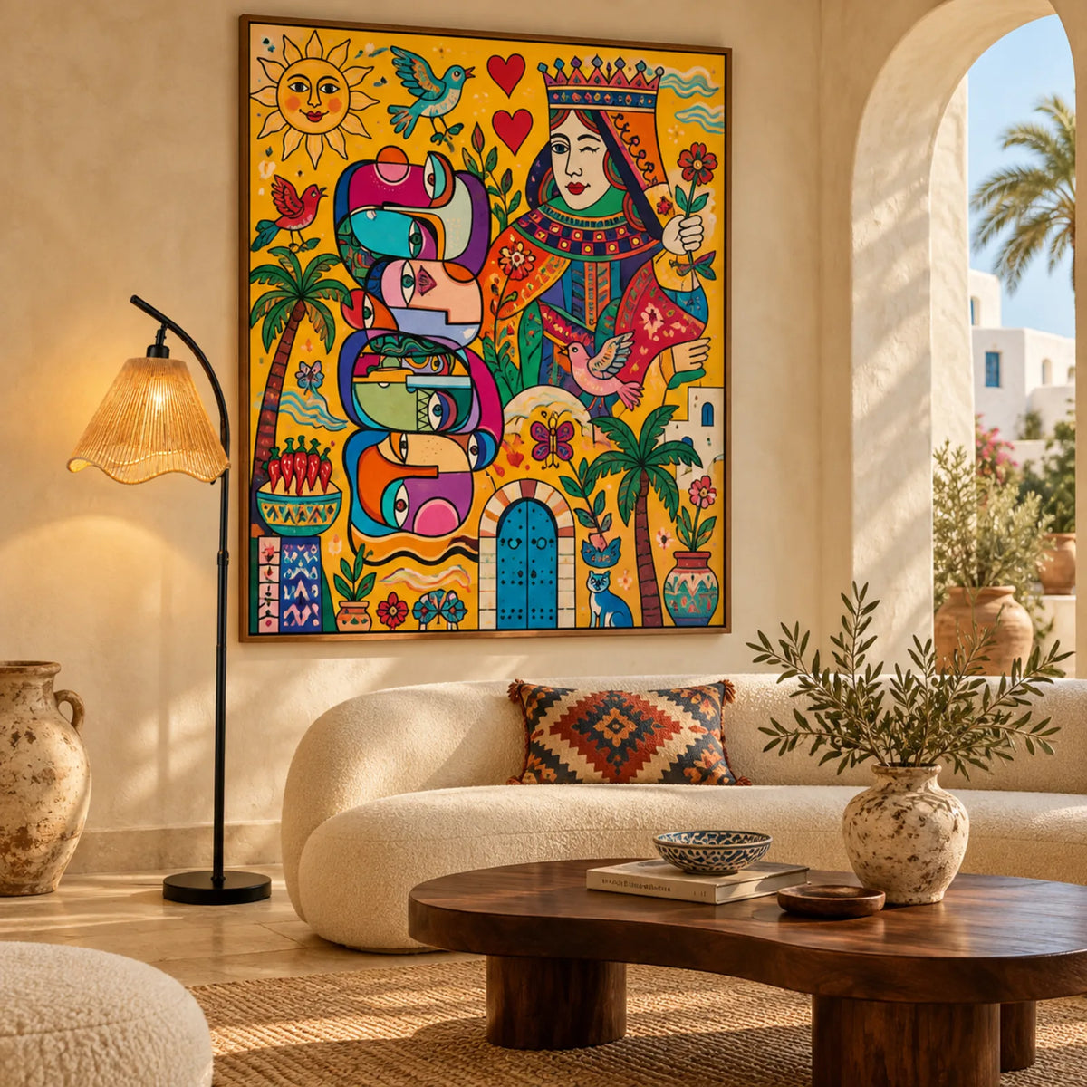 Lampadaire Jute Ondulé Noir | Livraison Tunisie | Fiolla Home