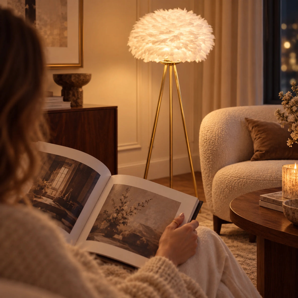 Lampadaire Plumes d'Autruche – LED Luxe