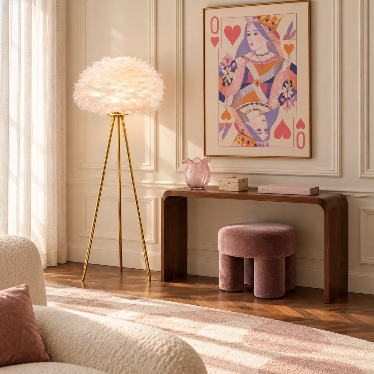 Lampadaire Plumes d'Autruche – LED Luxe