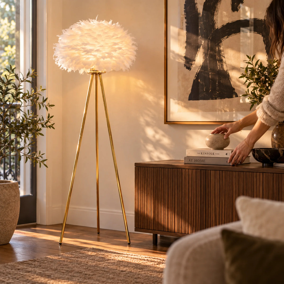 Lampadaire Plumes d'Autruche – LED Luxe