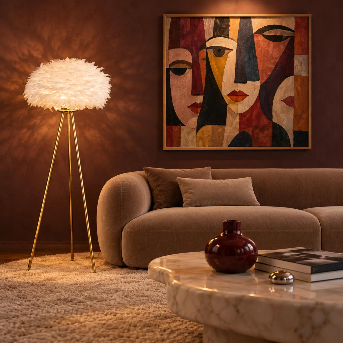 Lampadaire Plumes d'Autruche – LED Luxe