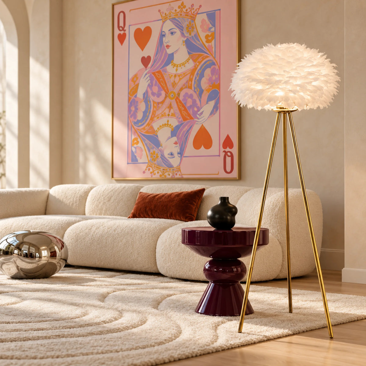 Lampadaire Plumes d'Autruche – LED Luxe