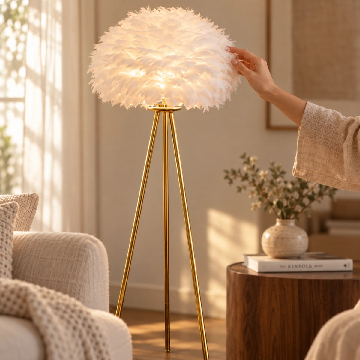 Lampadaire Plumes d'Autruche – LED Luxe